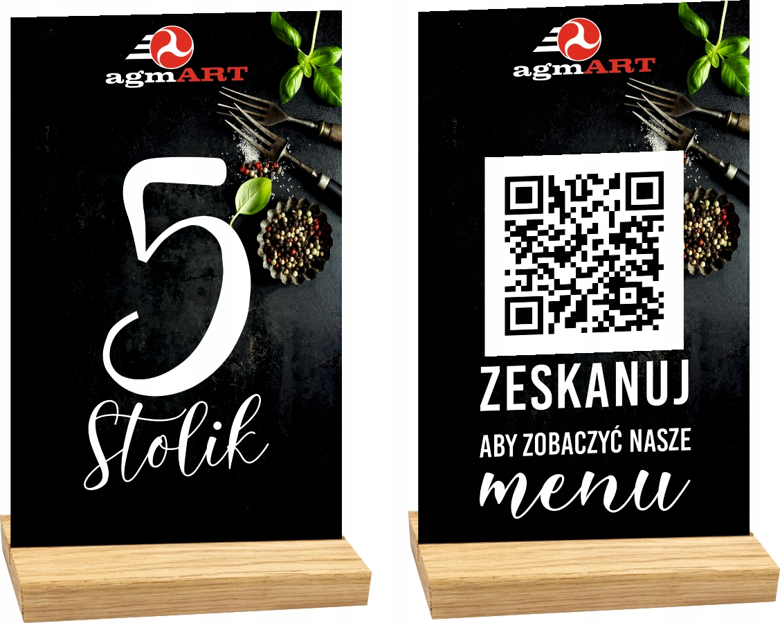 NUMER STOLIKA DLA RESTAURACJI z nadrukiem TWÓJ TEKST LOGO KOD QR z menu