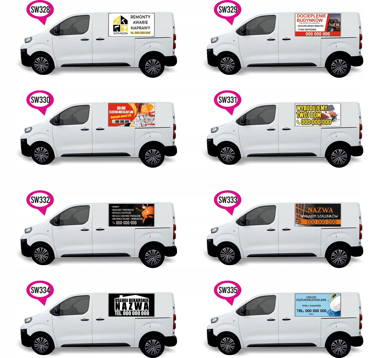 Naklejka Folia na samochód auto reklamowa USŁUGI REMONTOWO WYKOŃCZENIOWE