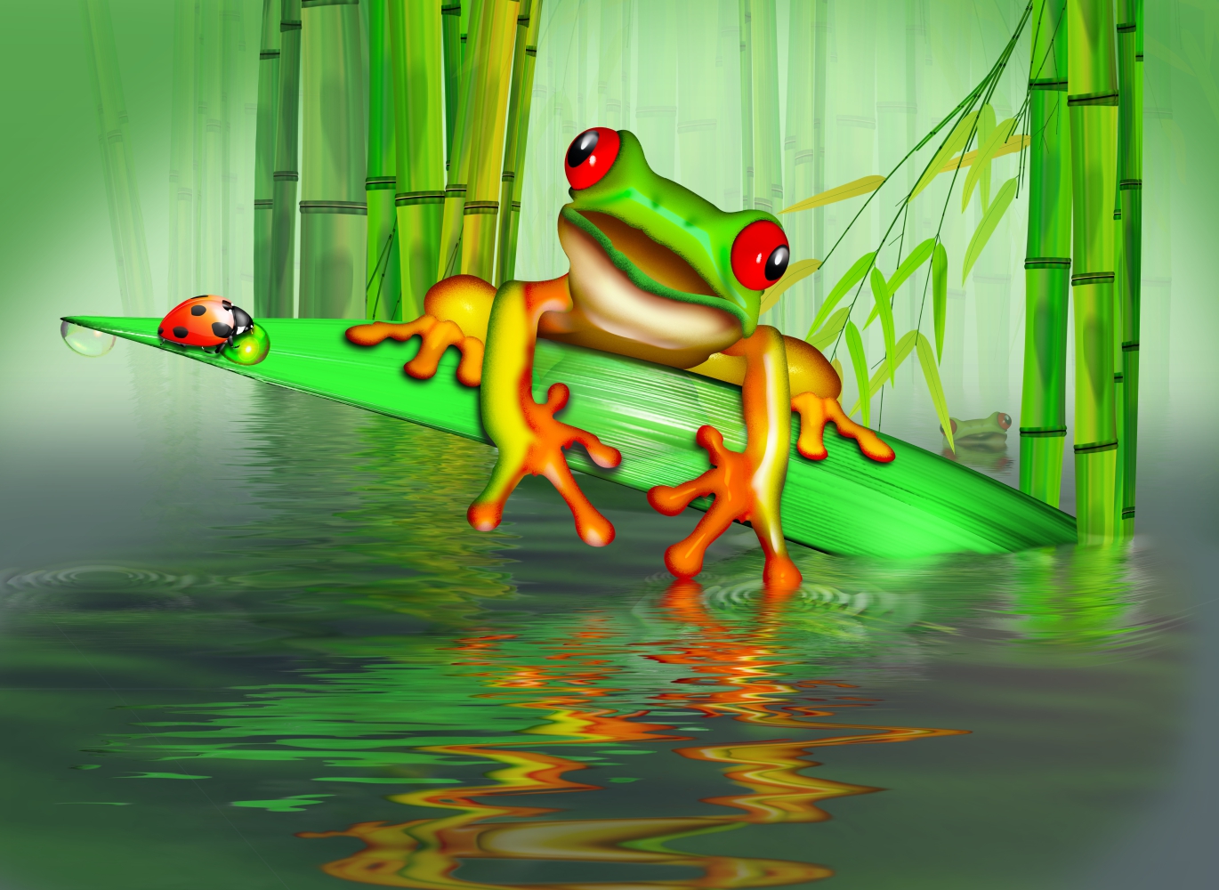 FOTOTAPETA dziecięca ŻABKA W WODZIE 395x280