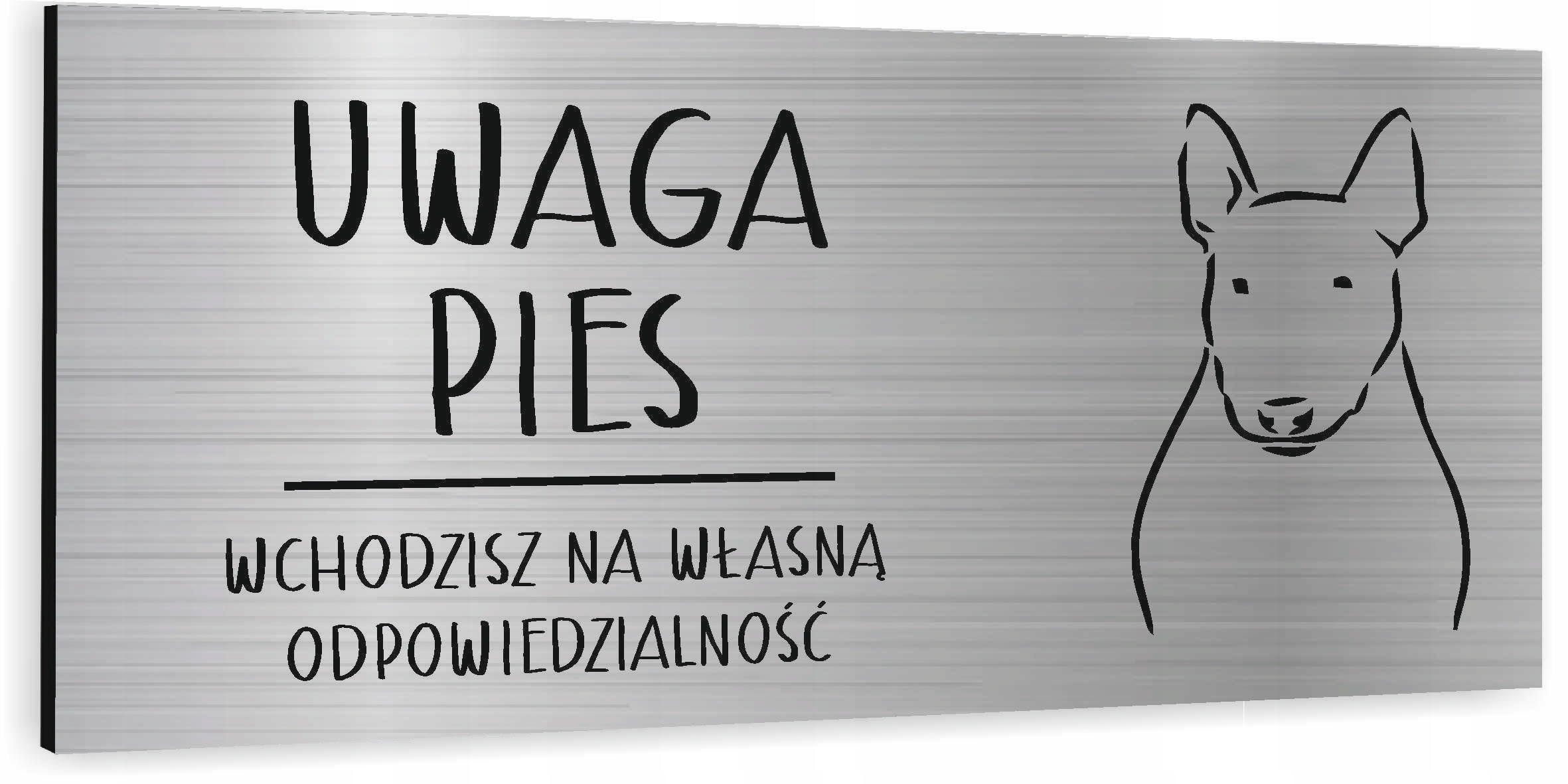 Tabliczka dibind uwaga pies Bulterrier 20x10 cm NADRUK UV