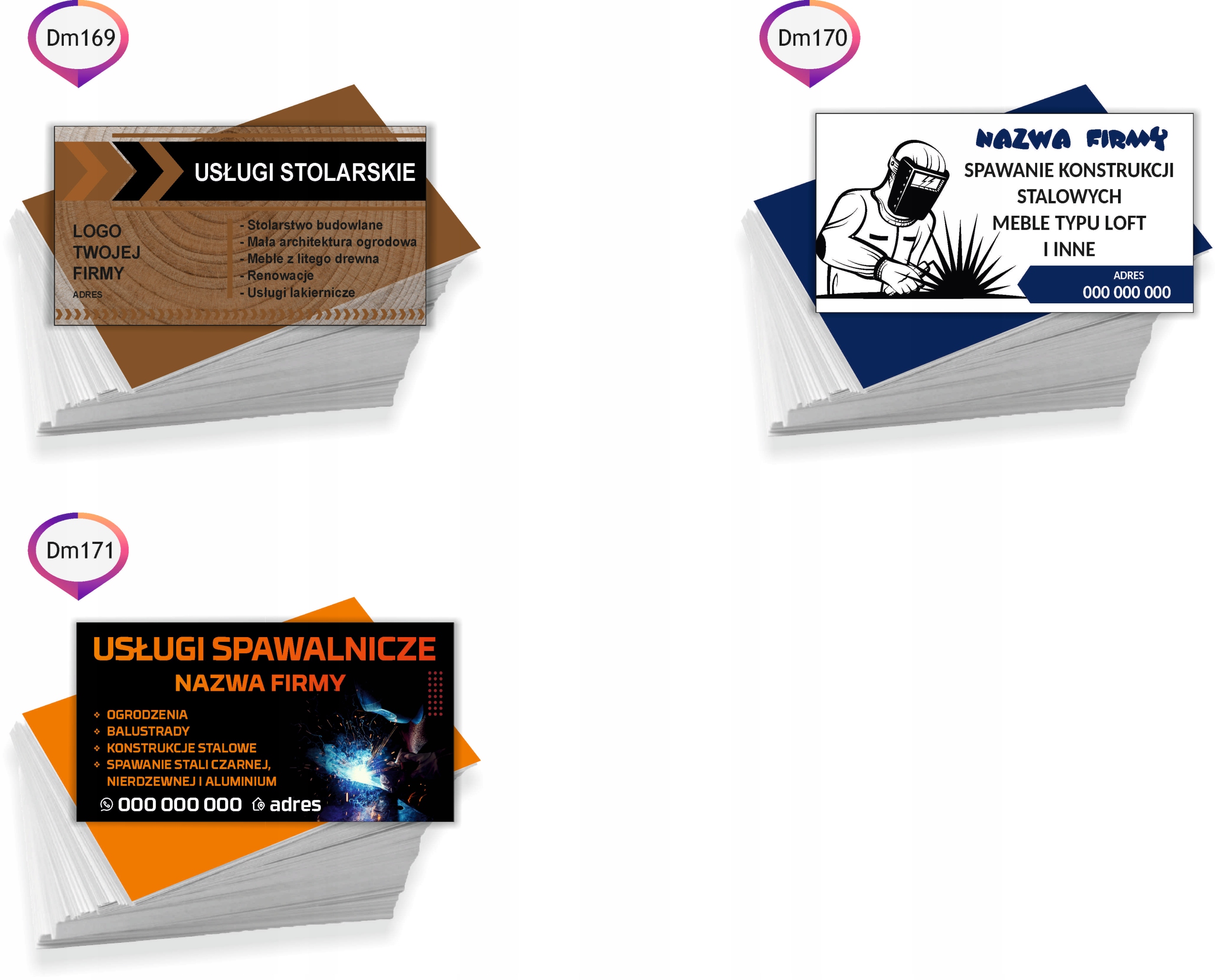 Wizytówki reklamowe firmowe 200 szt różne wzory WYKOŃCZENIA WNĘTRZ