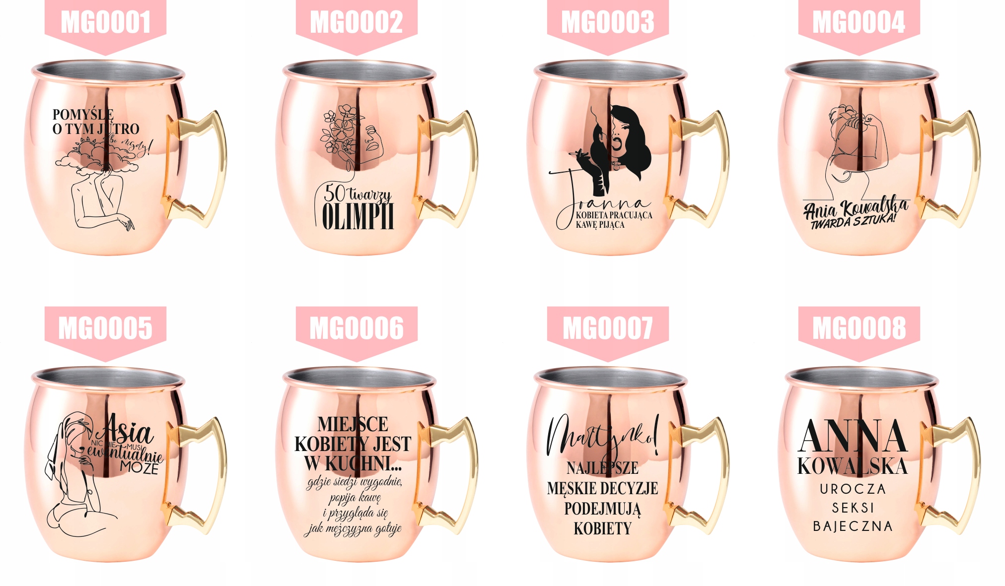 Kubek koktajlowy z uchem ze stali z grawerem PREZENT Z TWOIM IMIENIEM