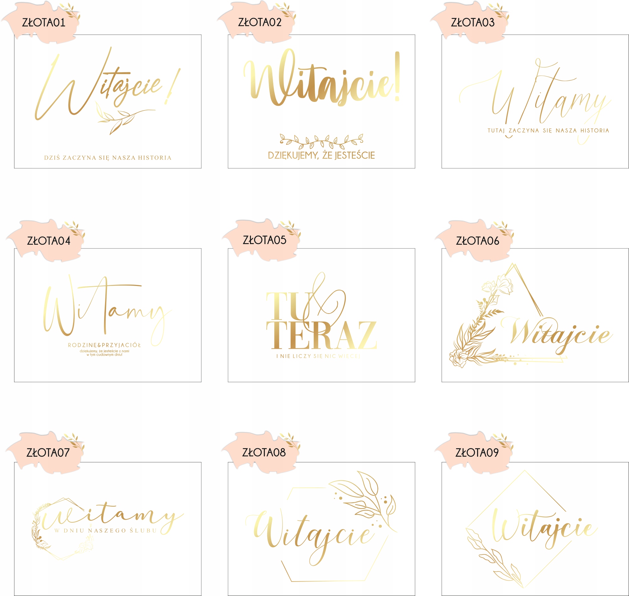 Tablica weselna Witamy Gości złota 100x70cm