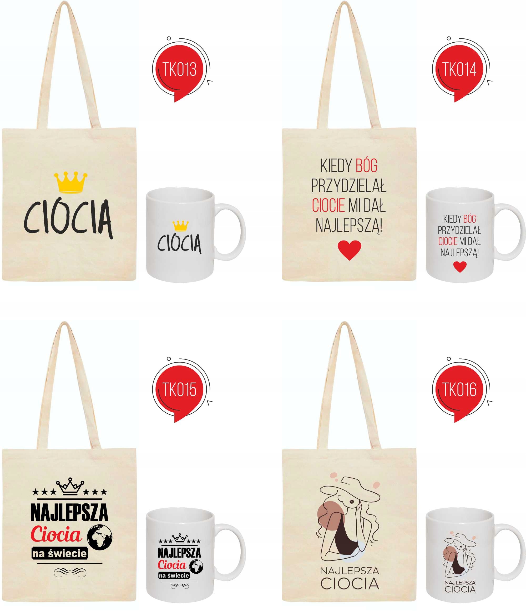 ZESTAW EKO TORBA + KUBEK NAJLEPSZA CIOCIA prezent