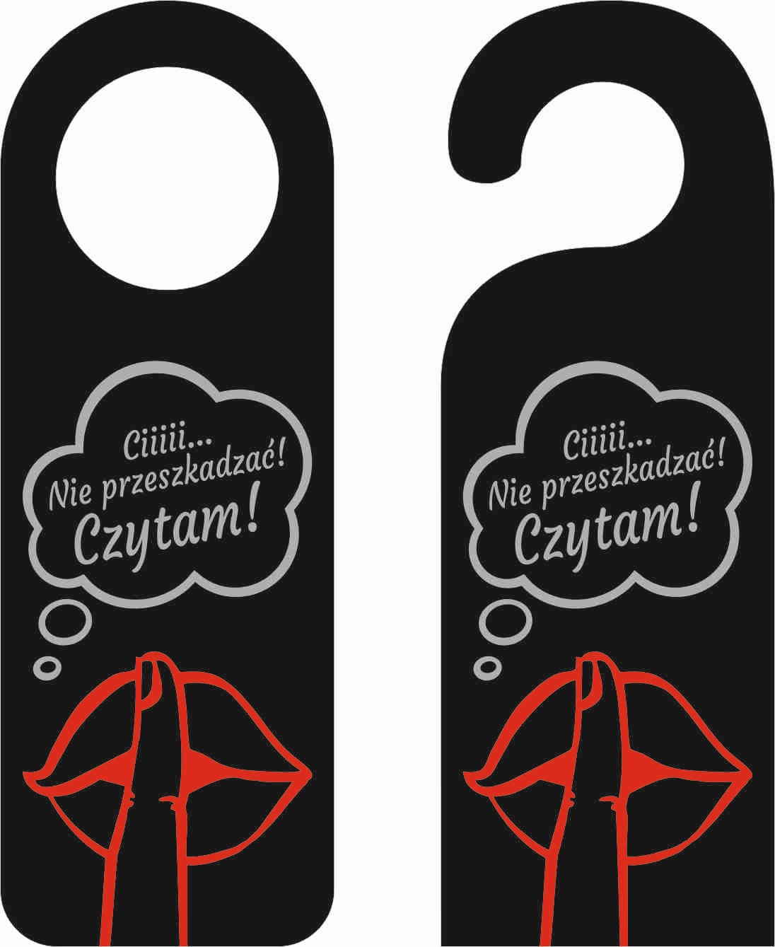 ZAWIESZKA NA DRZWI klamkę hotelowa czarna plexi TWÓJ TEKST dużo wzorów