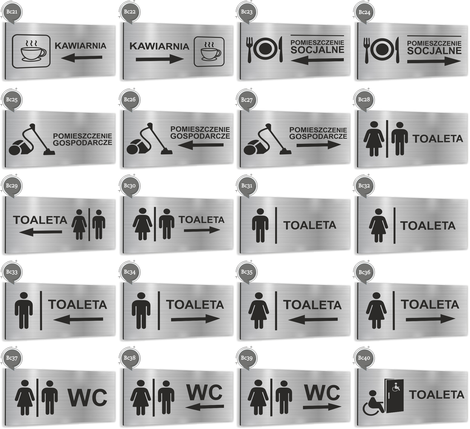 Tabliczka informacyjna TEKST NAPIS SALA KONFERENCYJNA nierdzewna SREBRNA