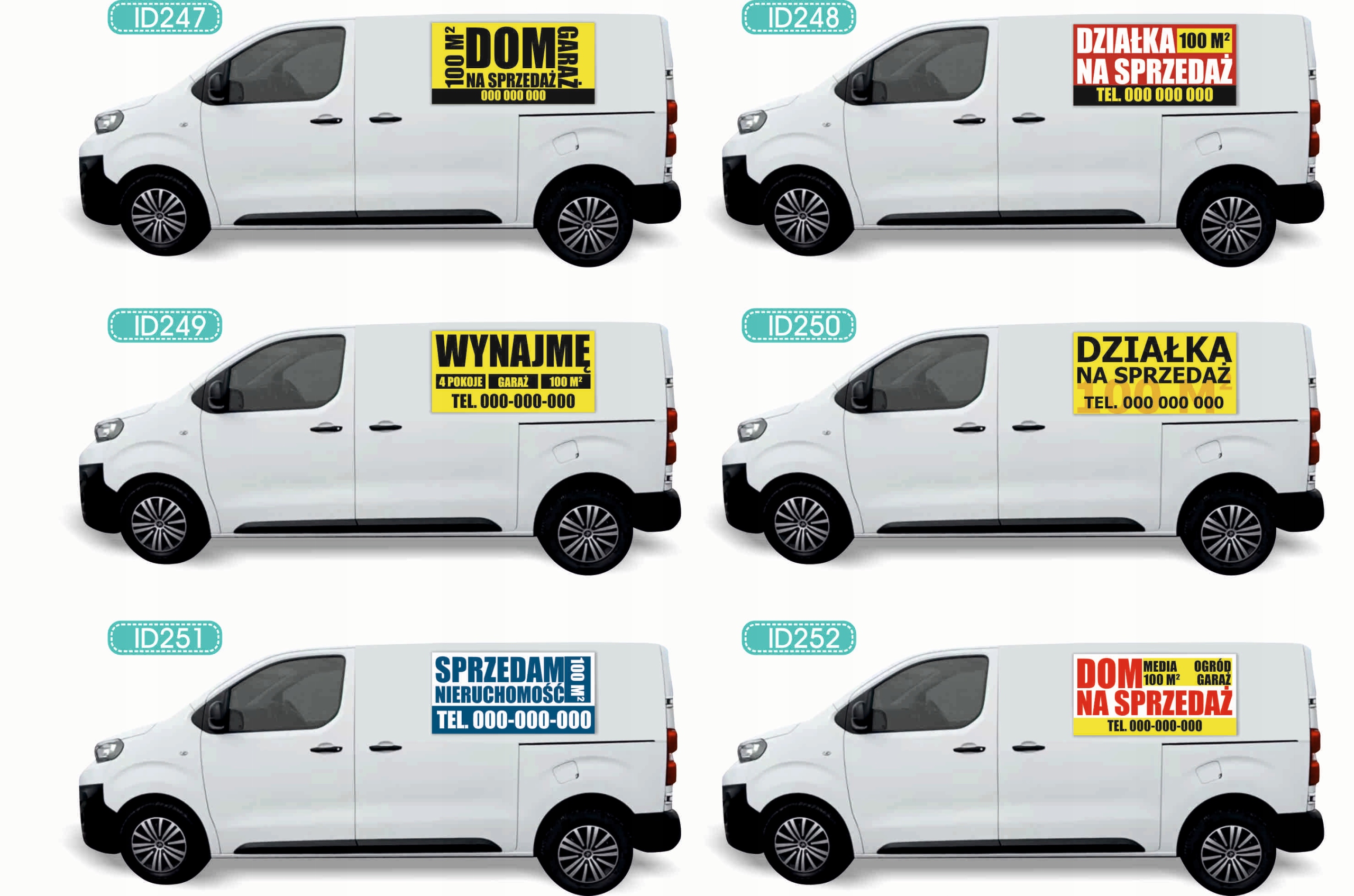 Reklama Naklejka na samochód różne wzory do wyboru DZIAŁKA NA SPRZEDAŻ