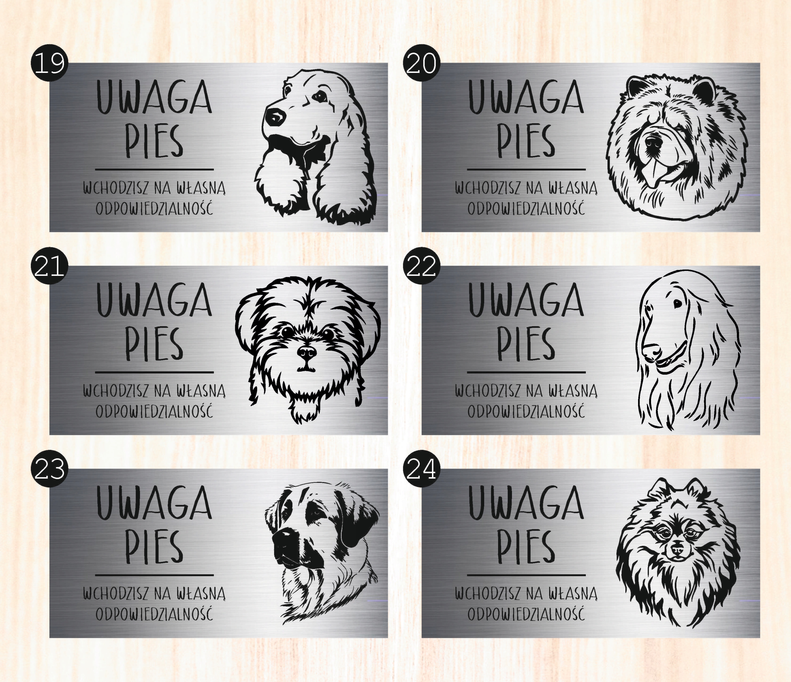 Tabliczka 20x10 cm UWAGA PIES Amerykański pitbuler LAMINAT Z GRAWEREM