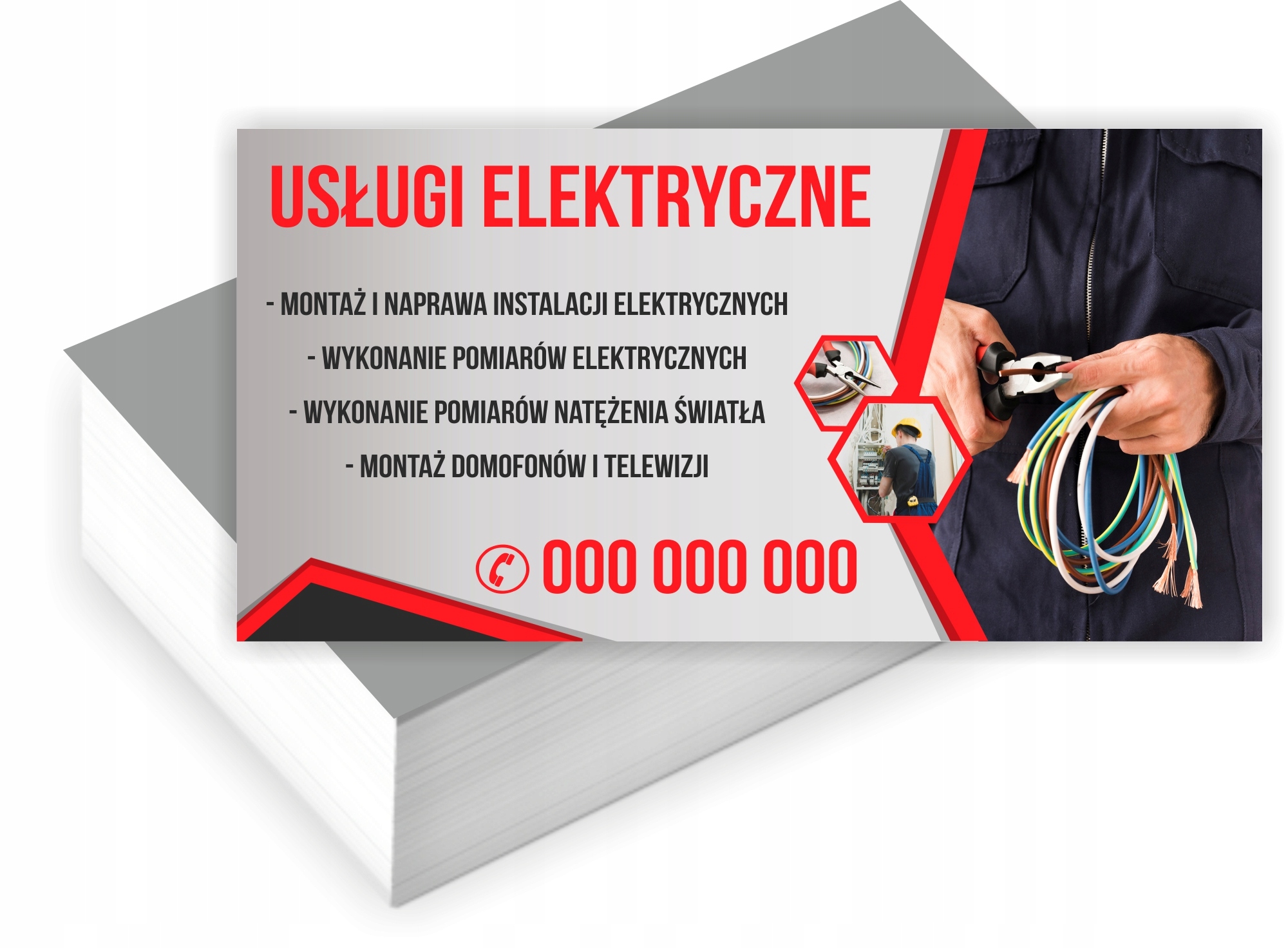 Wizytówki firmowe GOTOWY PROJEKT GRATIS 200 sztuk USŁUGI ELEKTRYCZNE