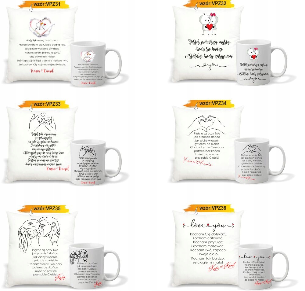 foto PODUSZKA KUBEK PREZENT na Walentynki z napis