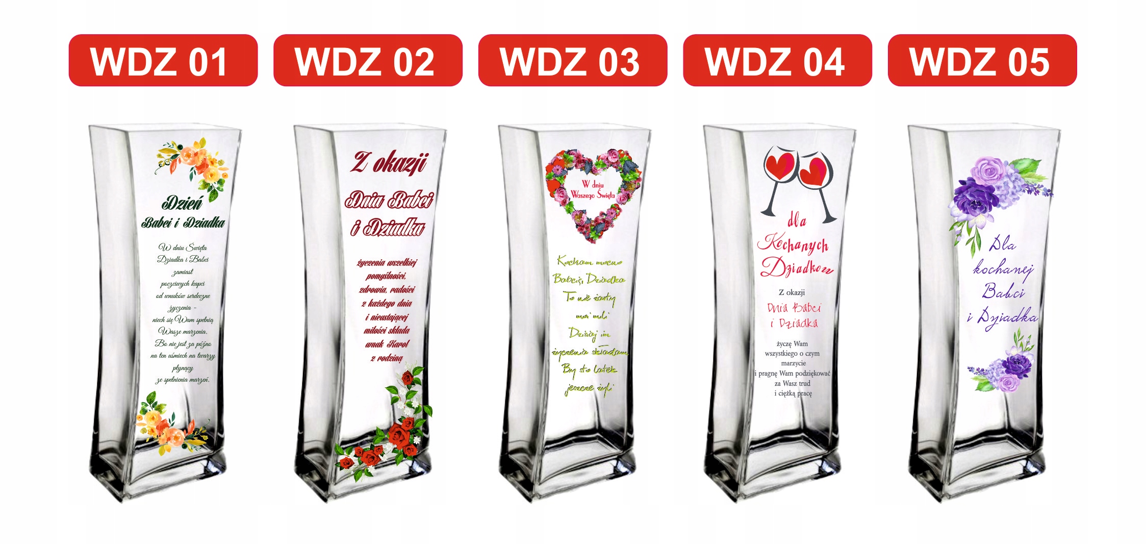 Elegancki wazon z nadrukiem dla babci i dziadka
