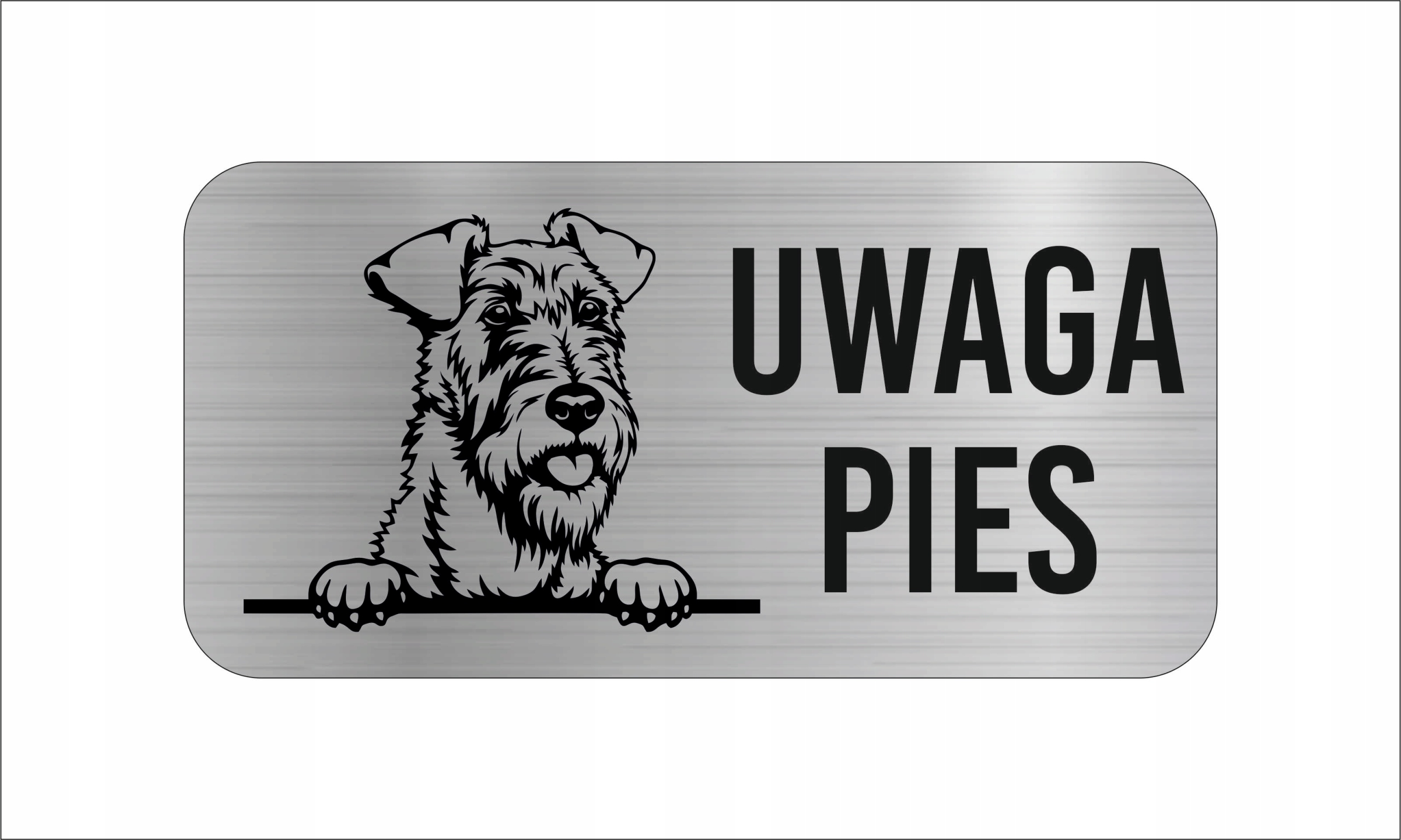 GRAWER Tabliczka nierdzewna 20x10 UWAGA PIES Terier irlandzki