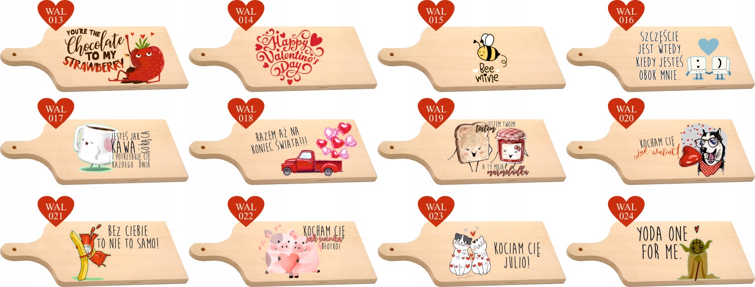 Deska z nadrukiem prezent WALENTYNKI super wzory