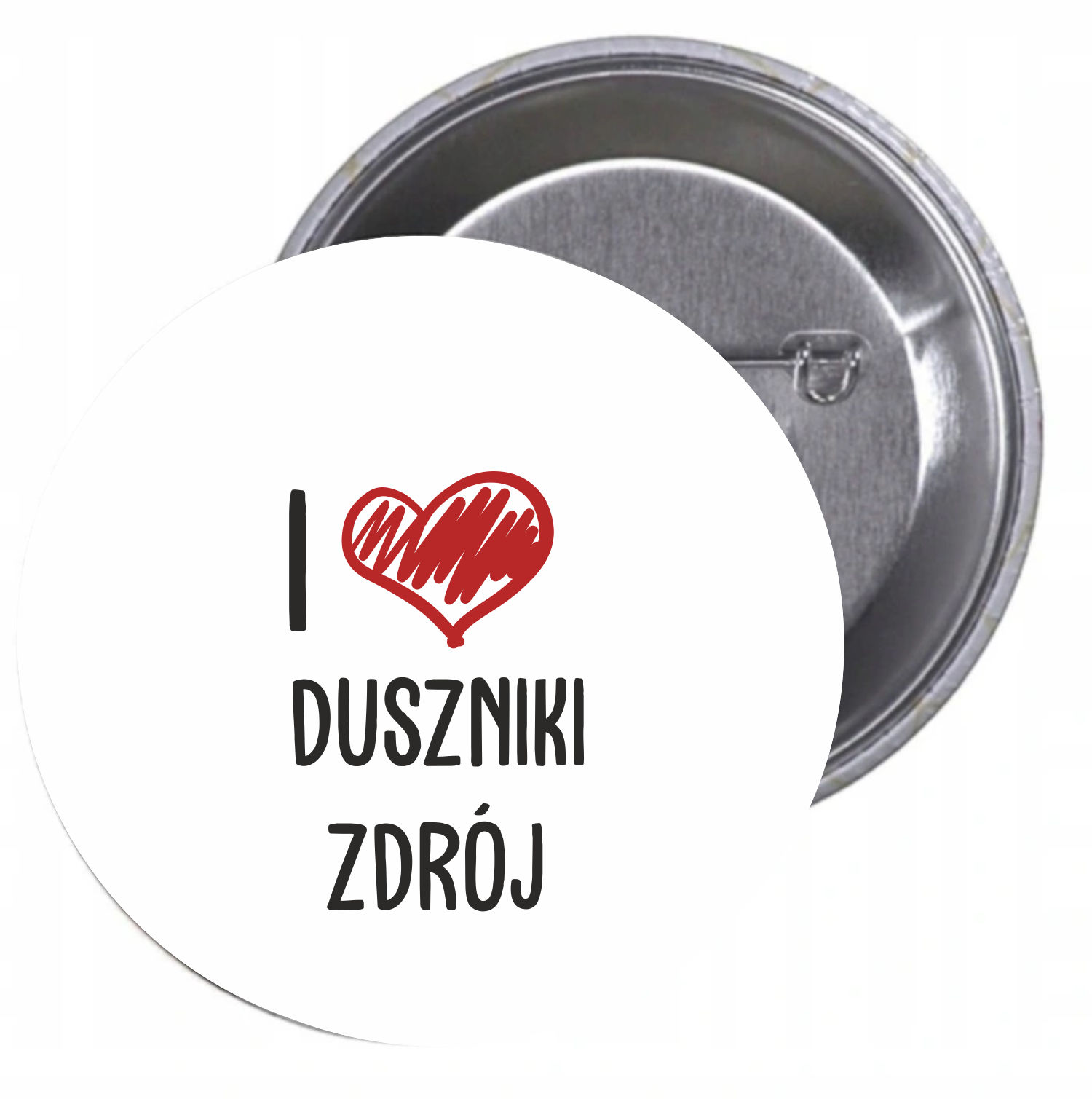 Przypinki buttony I LOVE DUSZNIKI ZDRÓJ badziki
