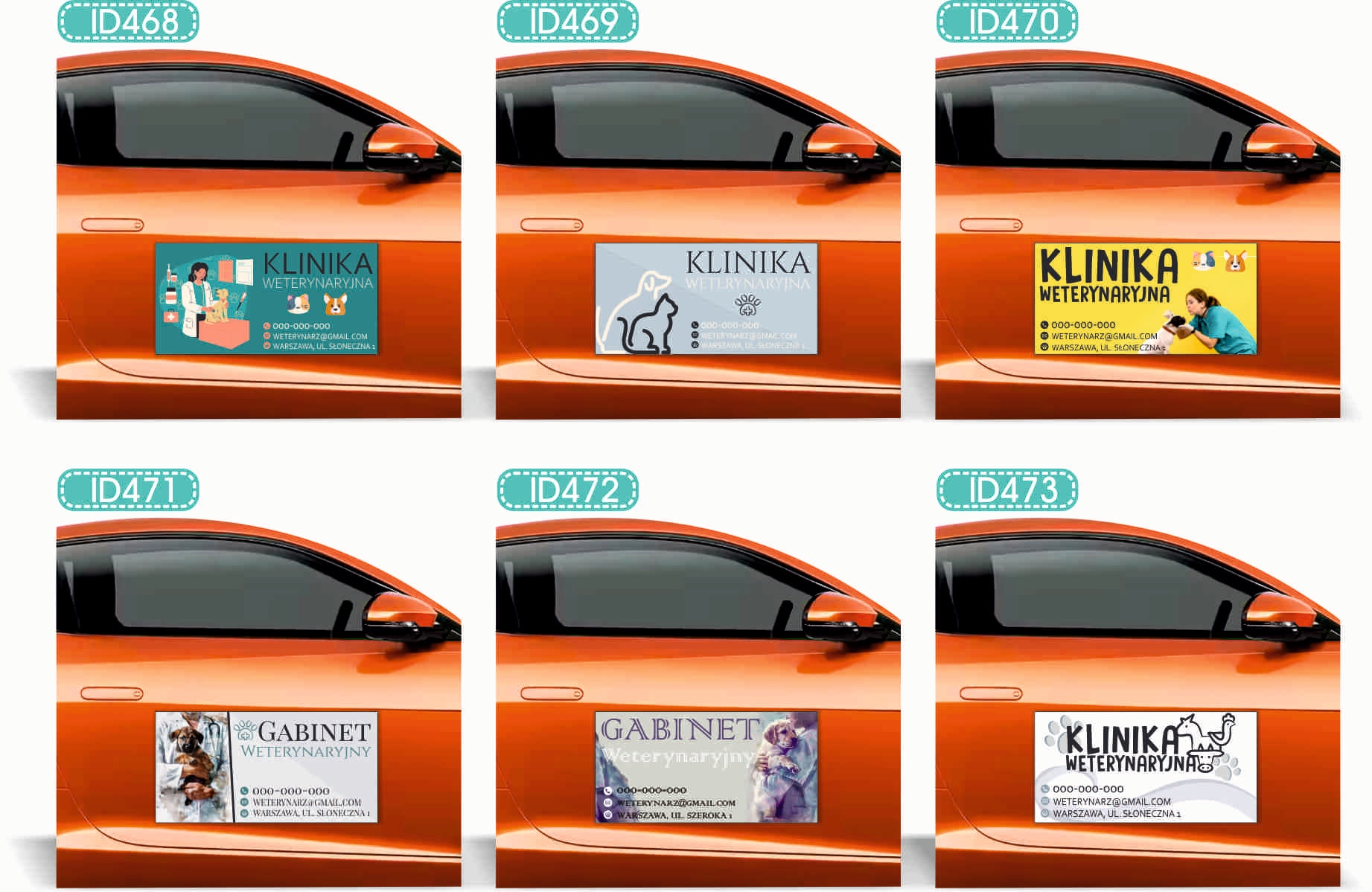 Magnes na samochód auto reklama magnetyczna 60x30 cm klinika weterynaryjna