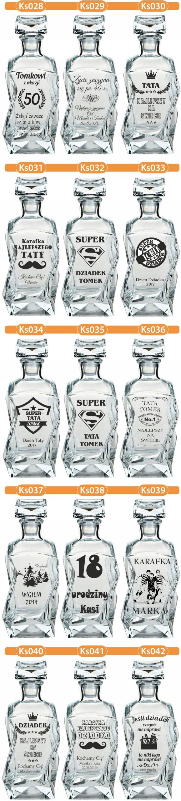 KARAFKA z grawerem + 6 szklanek PREZENT URODZINY