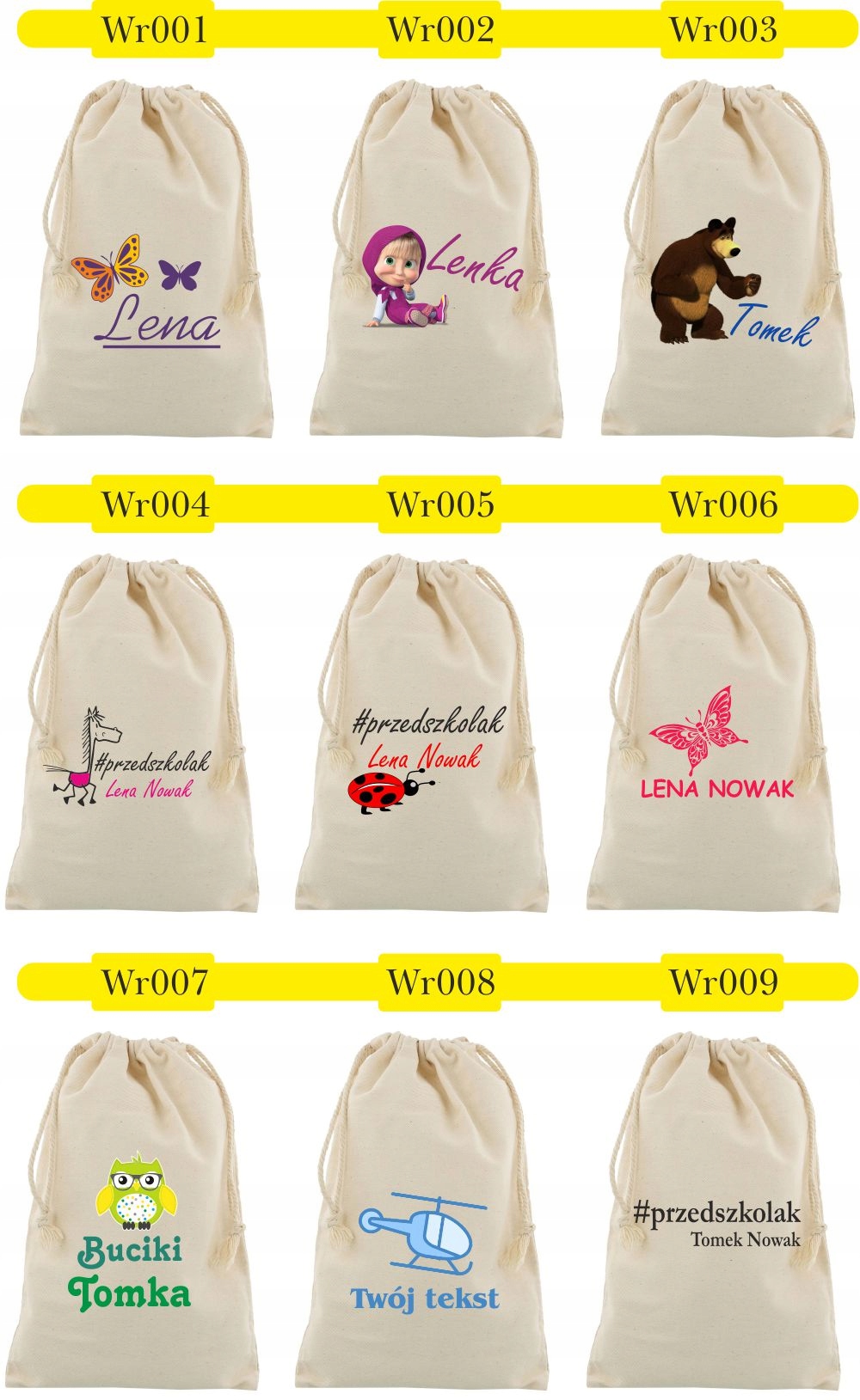 Worek imienny na buty świąteczny dla dziewczynki