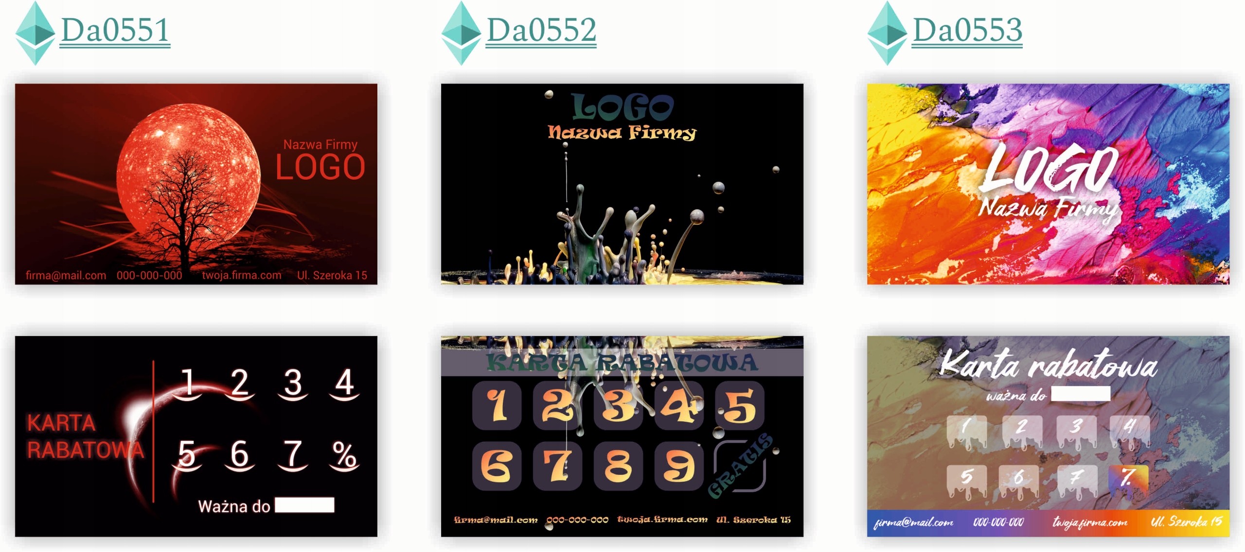 Karty stałego klienta RABATOWE 120 szt TWOJE LOGO nazwa firmy OCEANARIUM