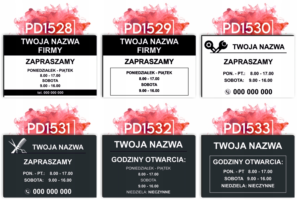 nadruk uv Elegancka TABLICZKA 40x30 cm godziny otwarcia firmy sklepu