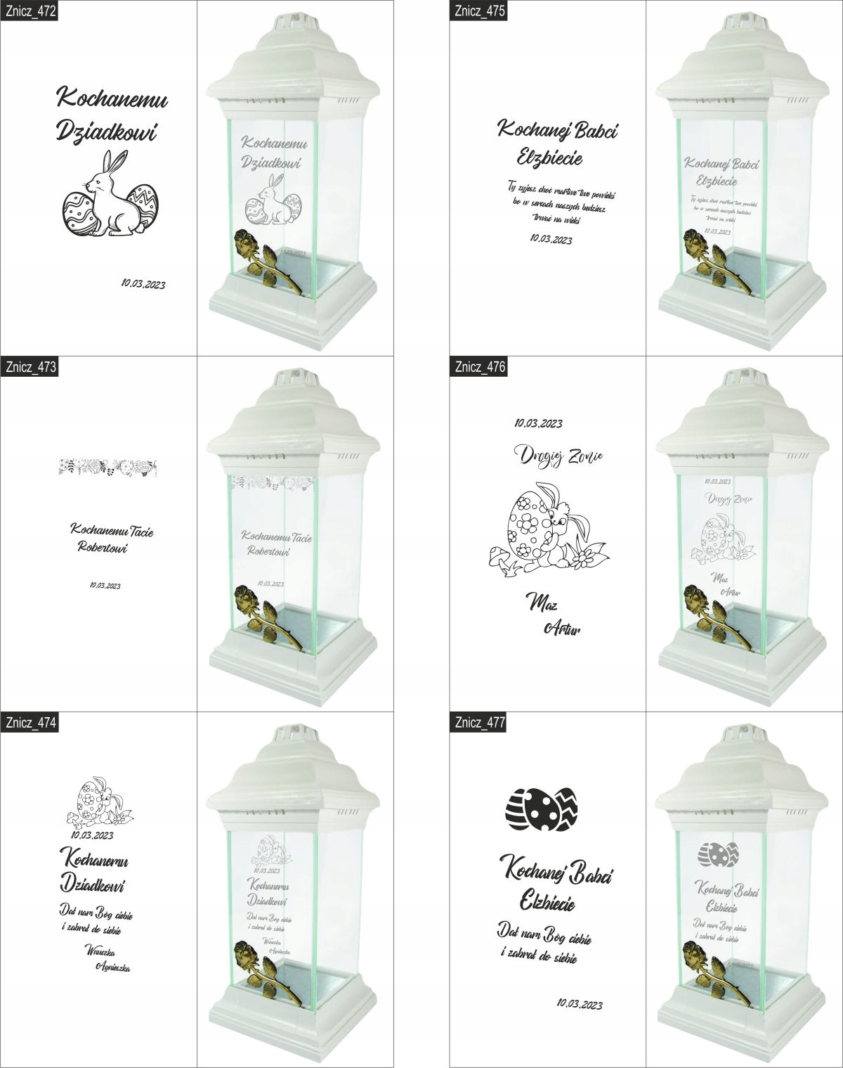 ZNICZ kapliczka WŁASNY GRAWER DLA BABCI lampion