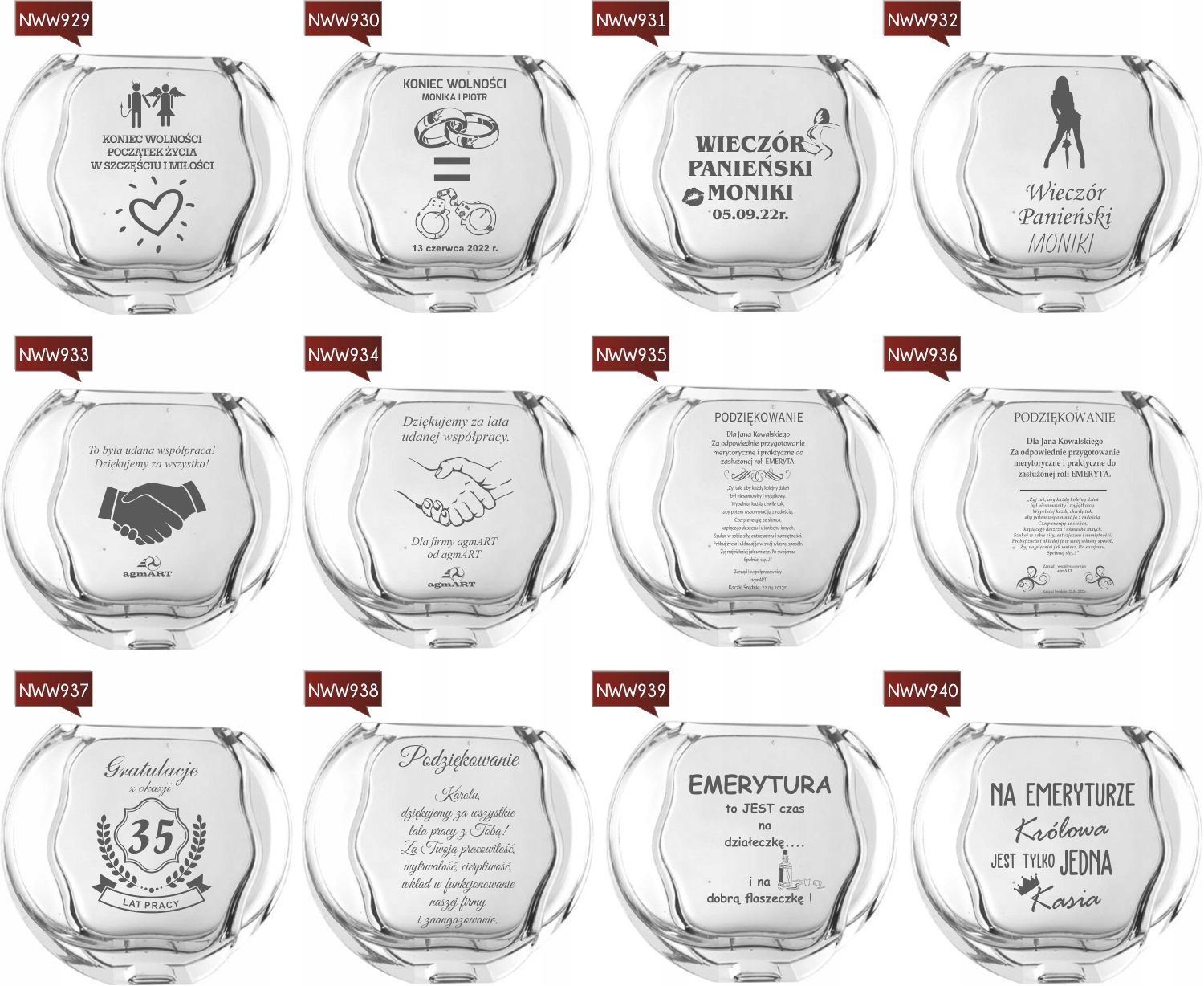 Wazon z grawerem PREZENT na urodziny 30 40 50 60