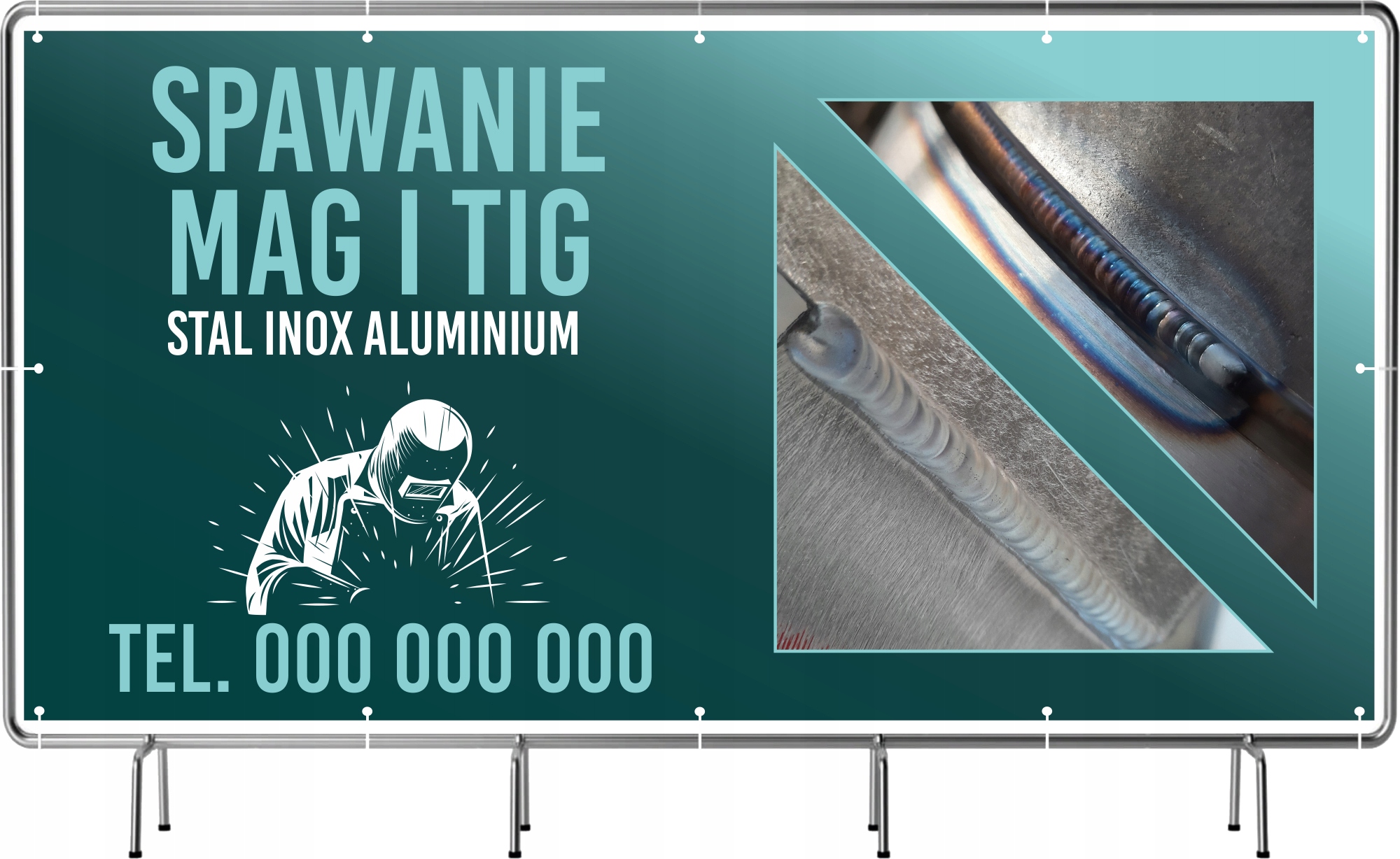 BANER REKLAMOWY 200x100cm gotowy projekt SPAWANIE ALUMINIUM INOX plandeka