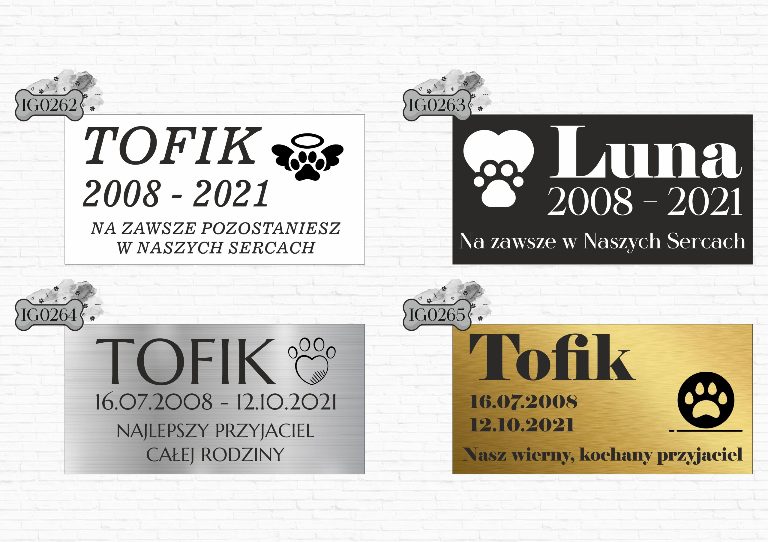 GRAWER Tablica nagrobna nagrobkowa dla zwierząt kota psa biała 20x10 cm