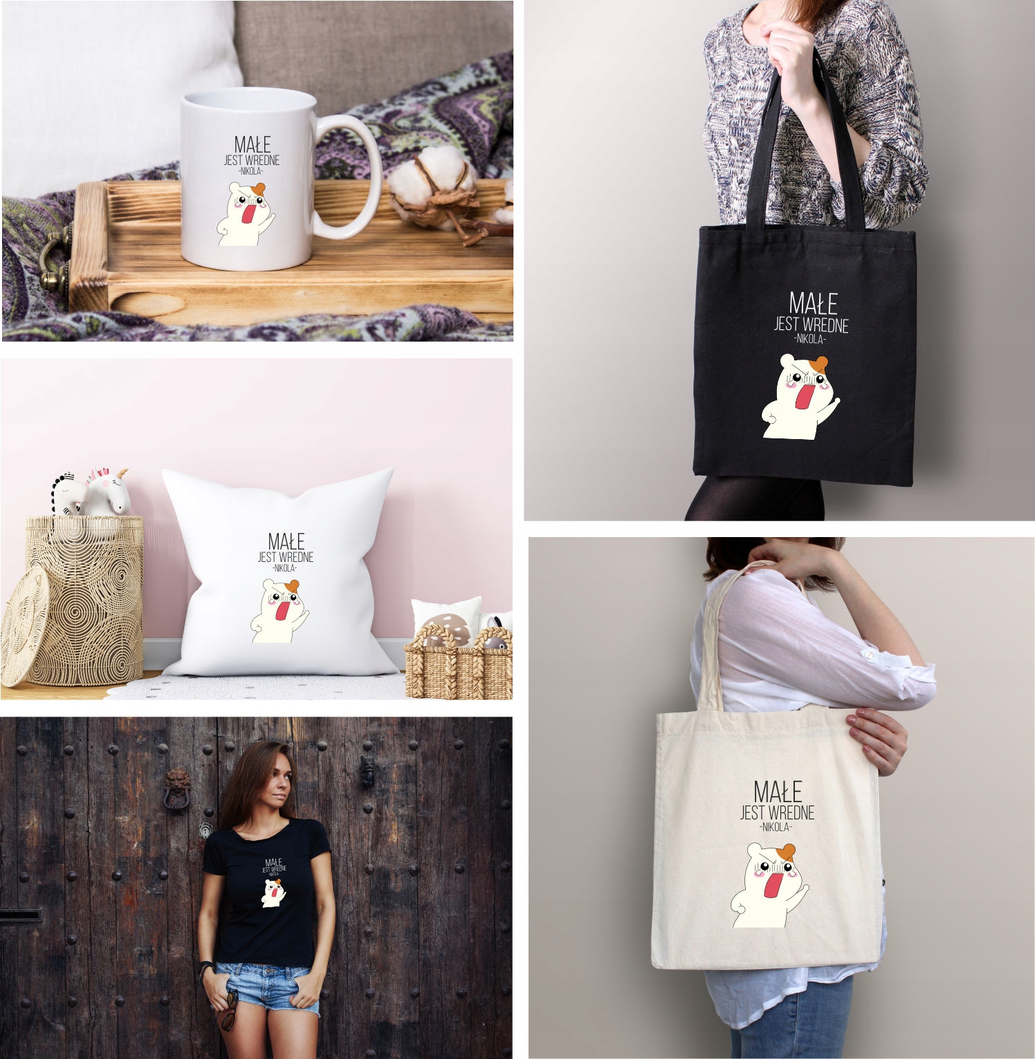 Eko Torba z imieniem napis MAŁE JEST WREDNE