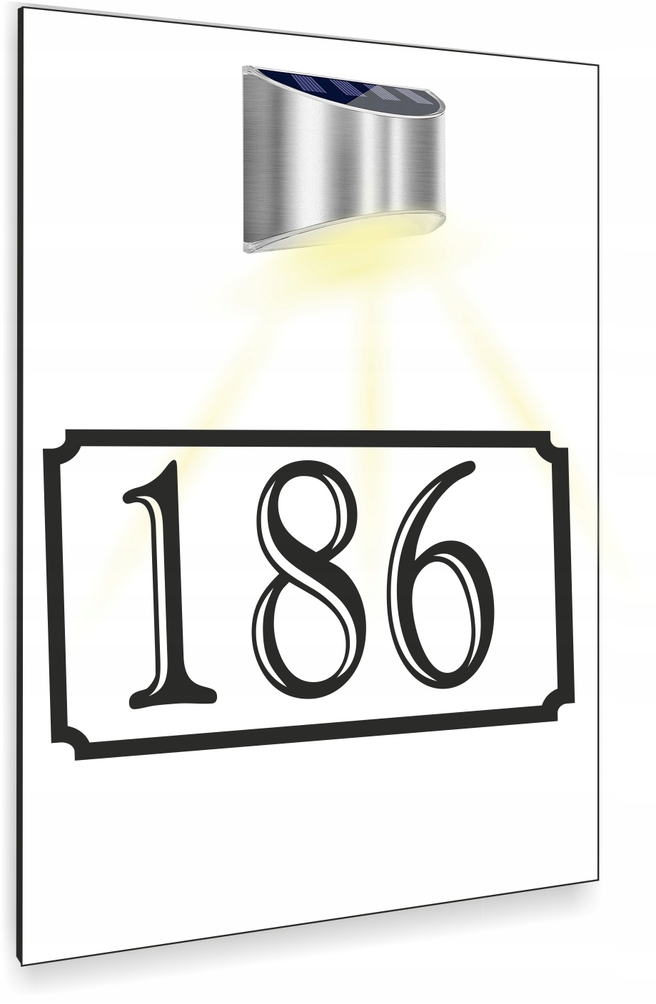 duża biała TABLICZKA lampka solarna ADRESOWA różne wzory dibond 40x30