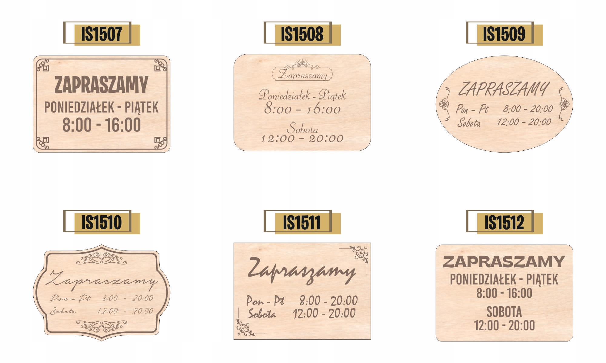 Grawerowana TABLICZKA DREWNIANA z godzinami otwarcia TWÓJ TEKST LOGO