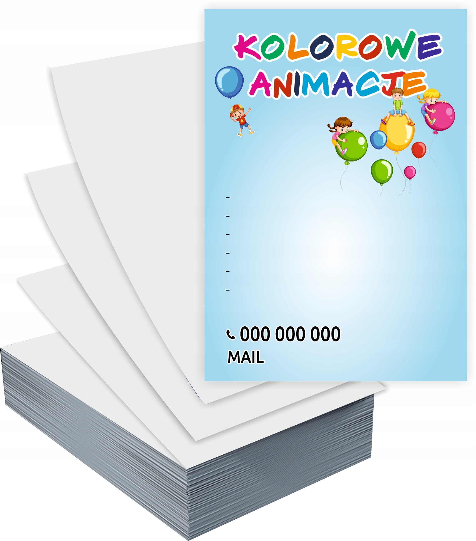 Ulotki A5 reklamowe firmowe ANIMACJE GOTOWY PROJEKT GRATIS 1000 szt