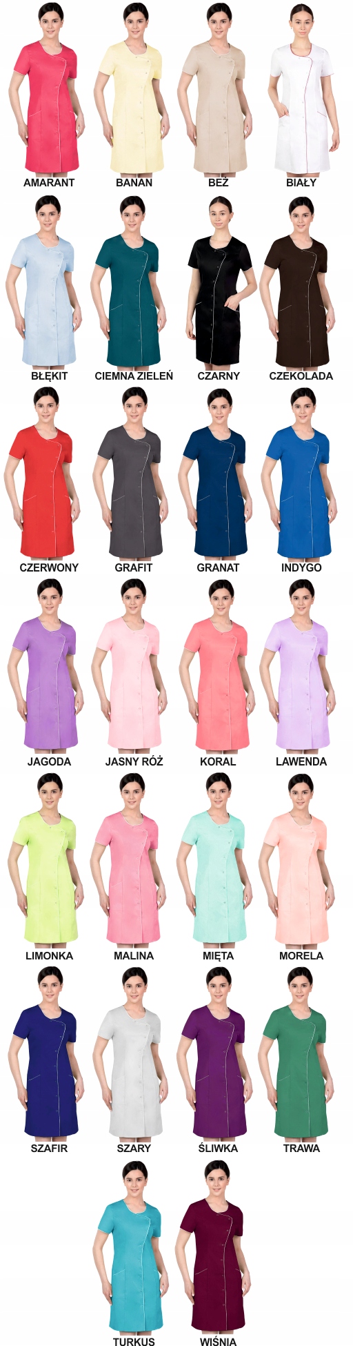 Fartuch kosmetyczny medyczny damski z HAFTEM TWOIM LOGO NAPISEM