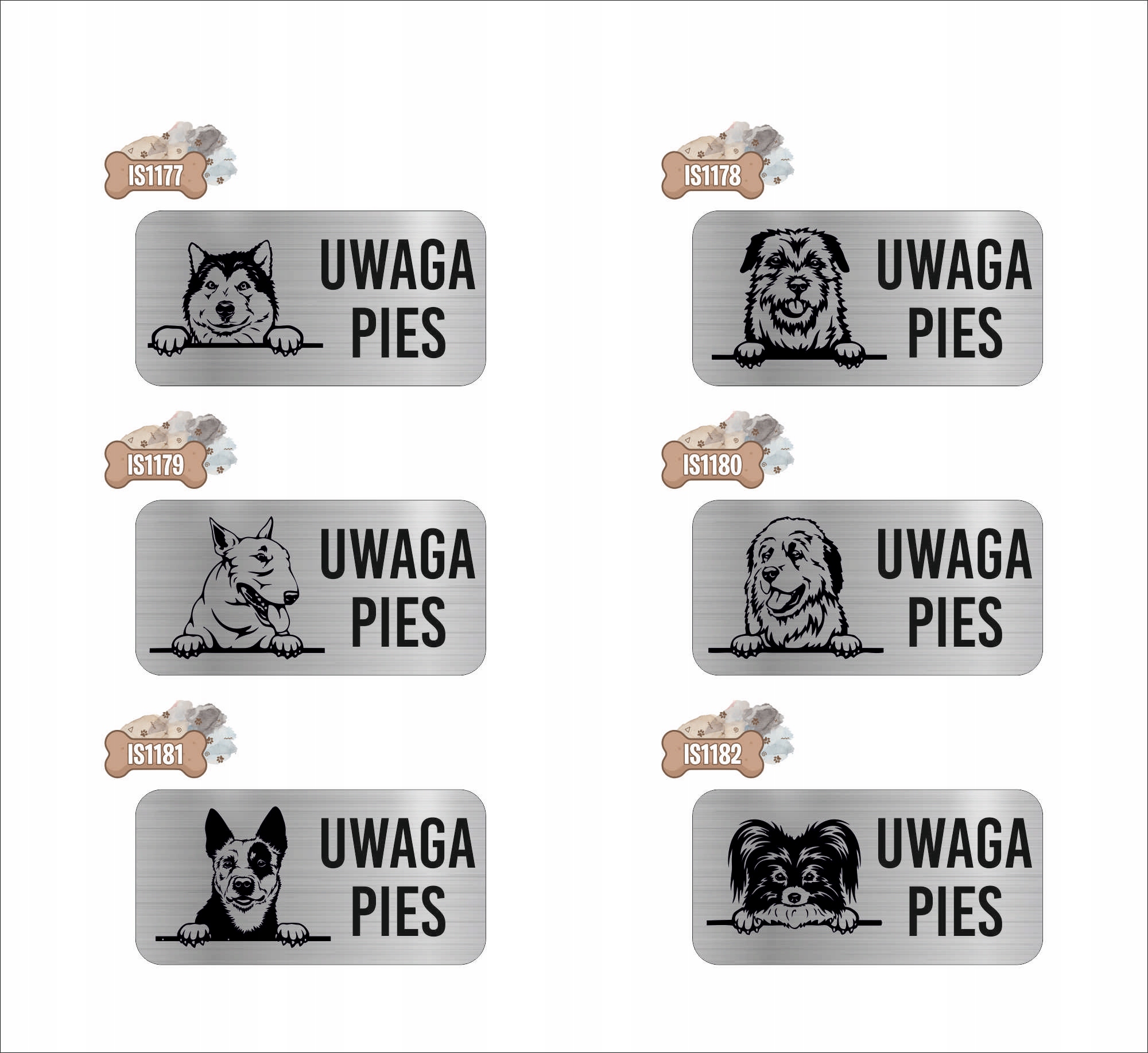 GRAWER Tabliczka nierdzewna 20x10 cm UWAGA PIES AMERICAN PIT BULL TERRIER