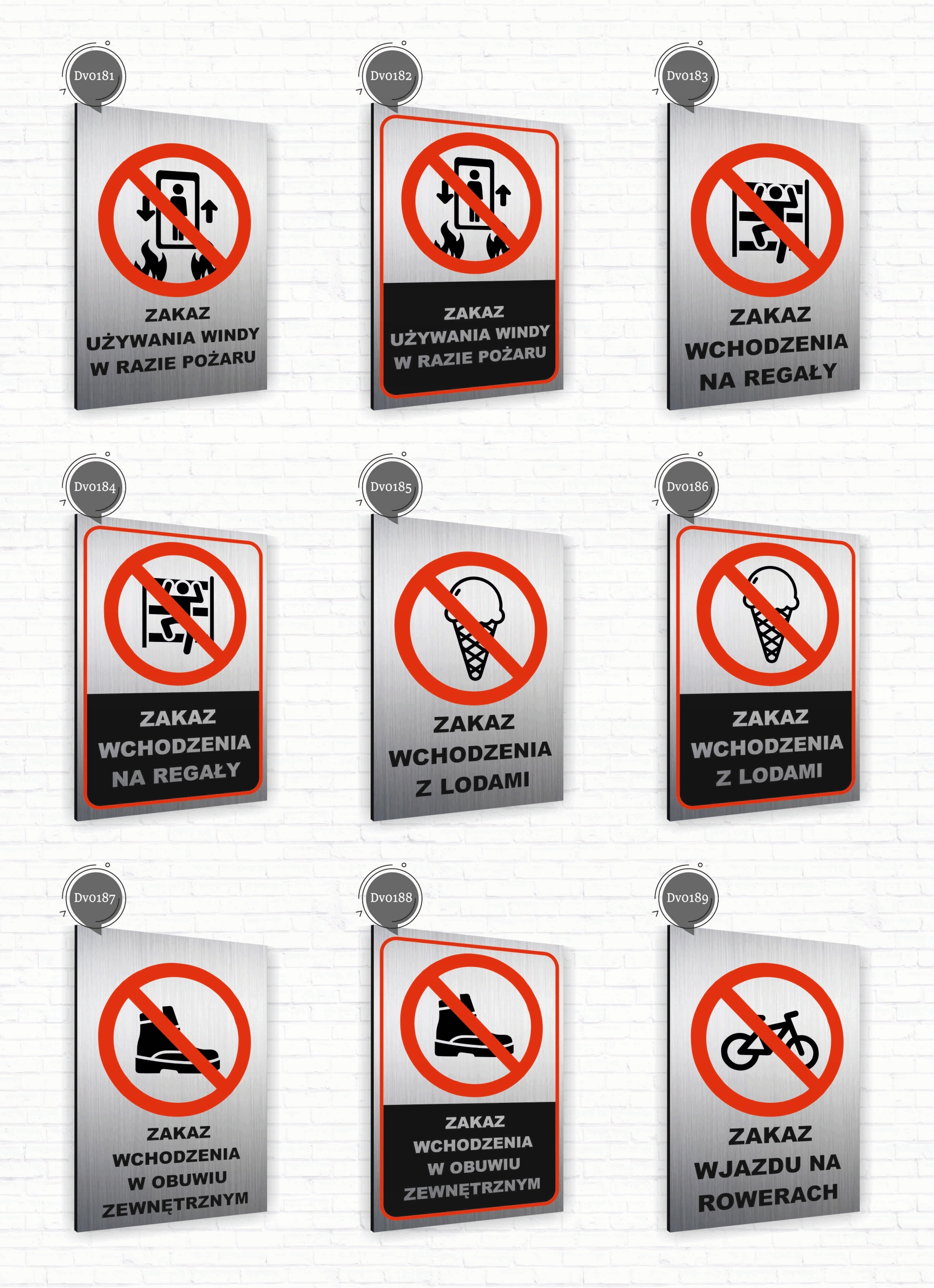 Tabliczka znak informacyjny 40x30 Srebrna ZAKAZ WJAZDU NA ROWERACH Dibond