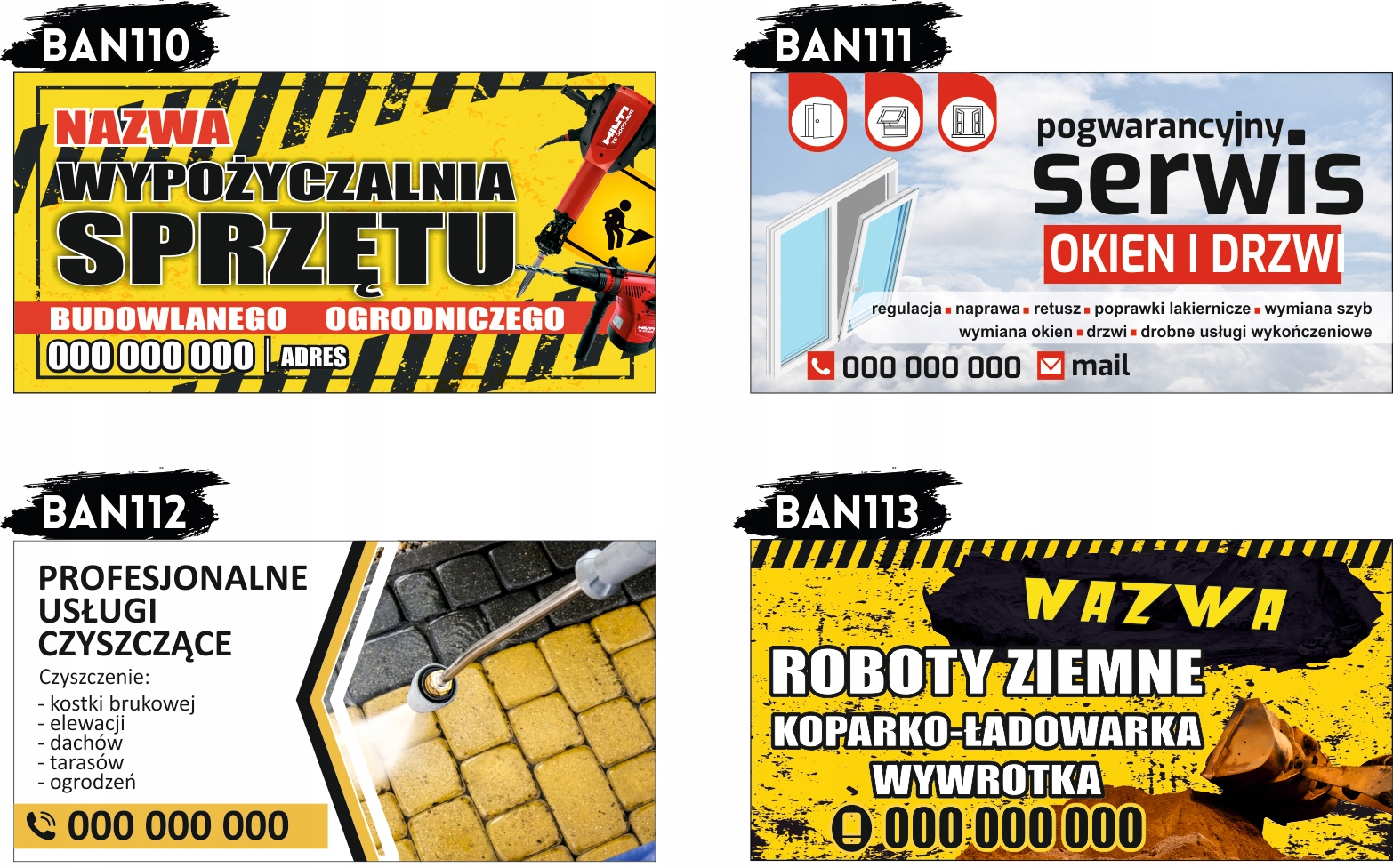 BANER OCZKOWANY reklamowy 100x50cm różne wzory ZAKŁAD KAMIENIARSKI PROMOCJA