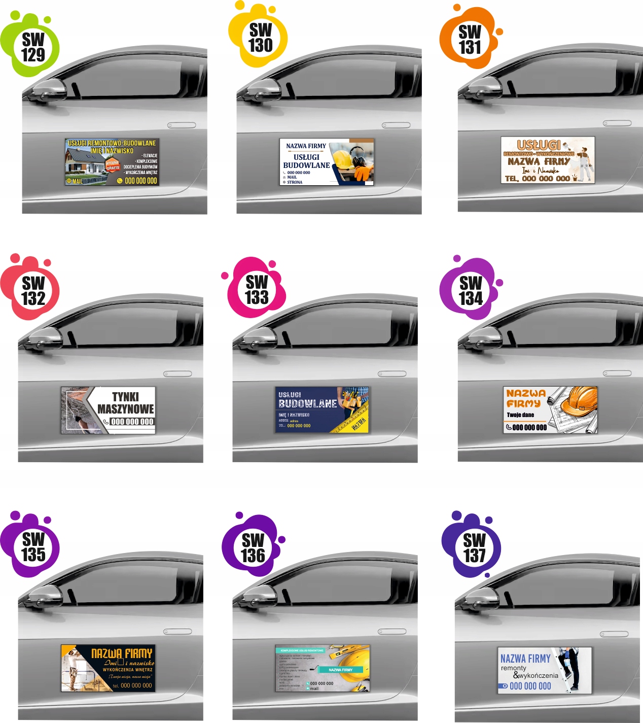 MAGNES NA SAMOCHÓD AUTO MAGNETYCZNA REKLAMA 60X30 USŁUGI BUDOWLANE ELEWACJE