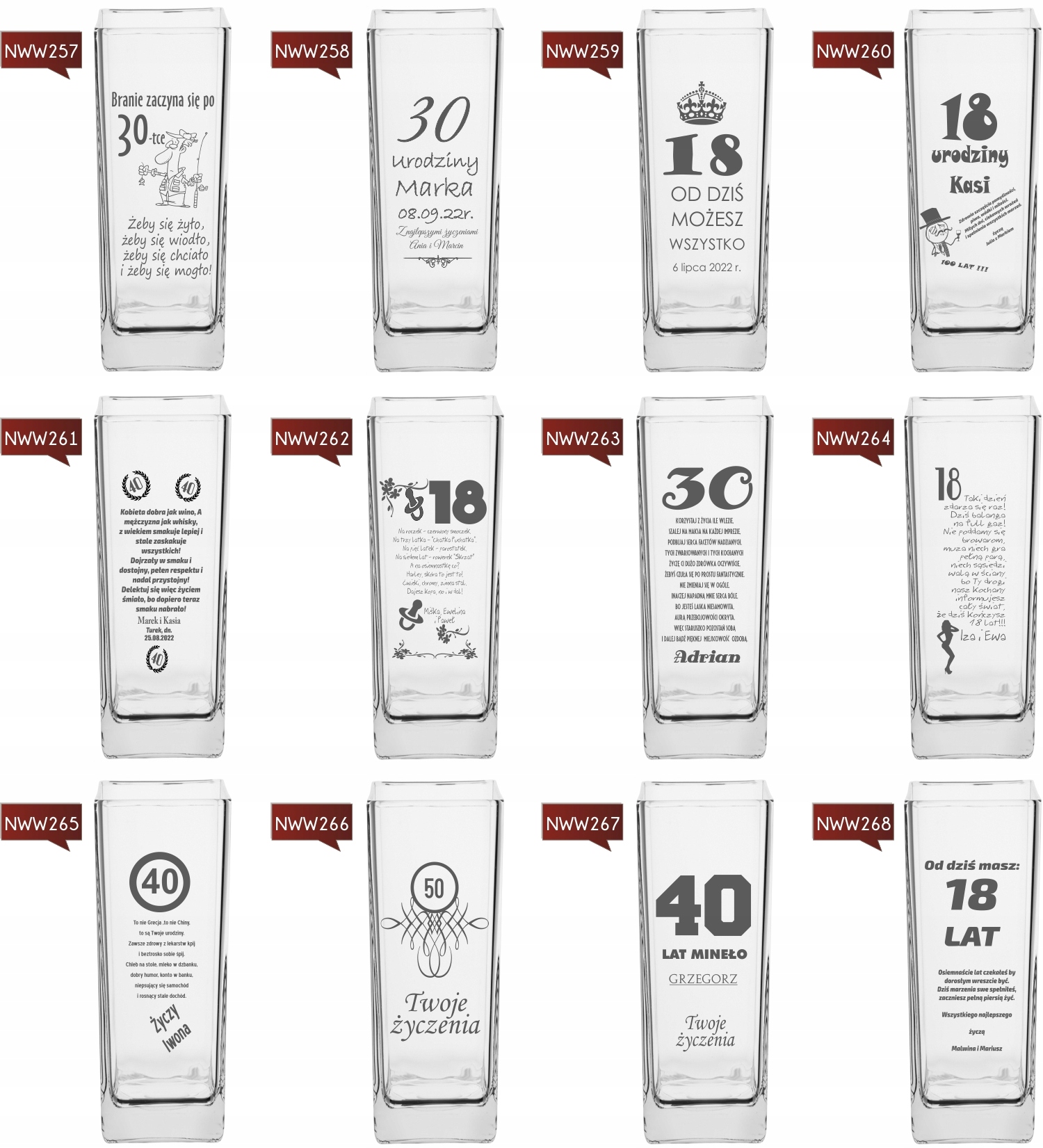 Wazon z grawerem PREZENT na 18-tkę osiemnastkę