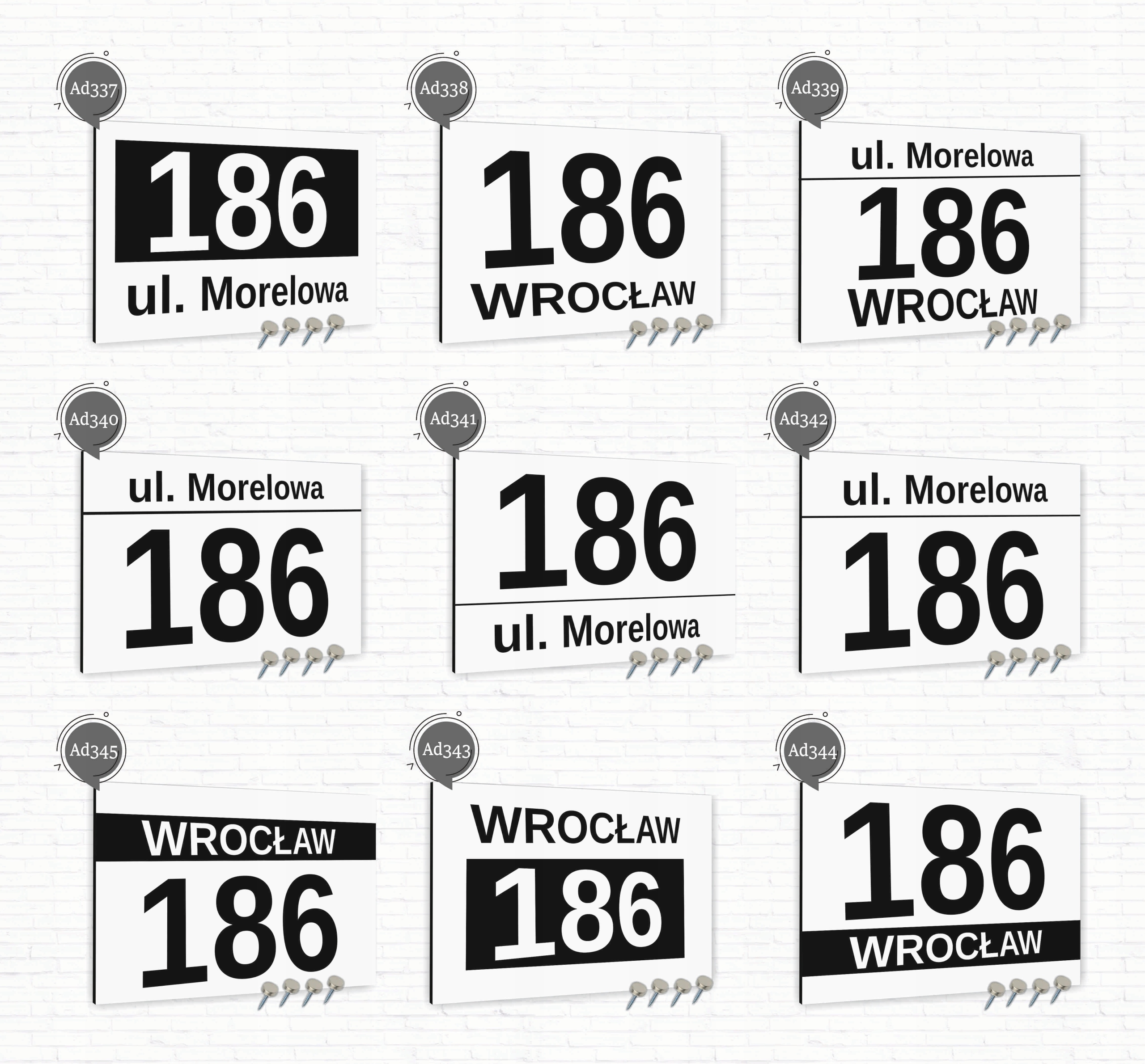 Tabliczka adresowa Nierdzewna Tablica adres działki Biała 20x15