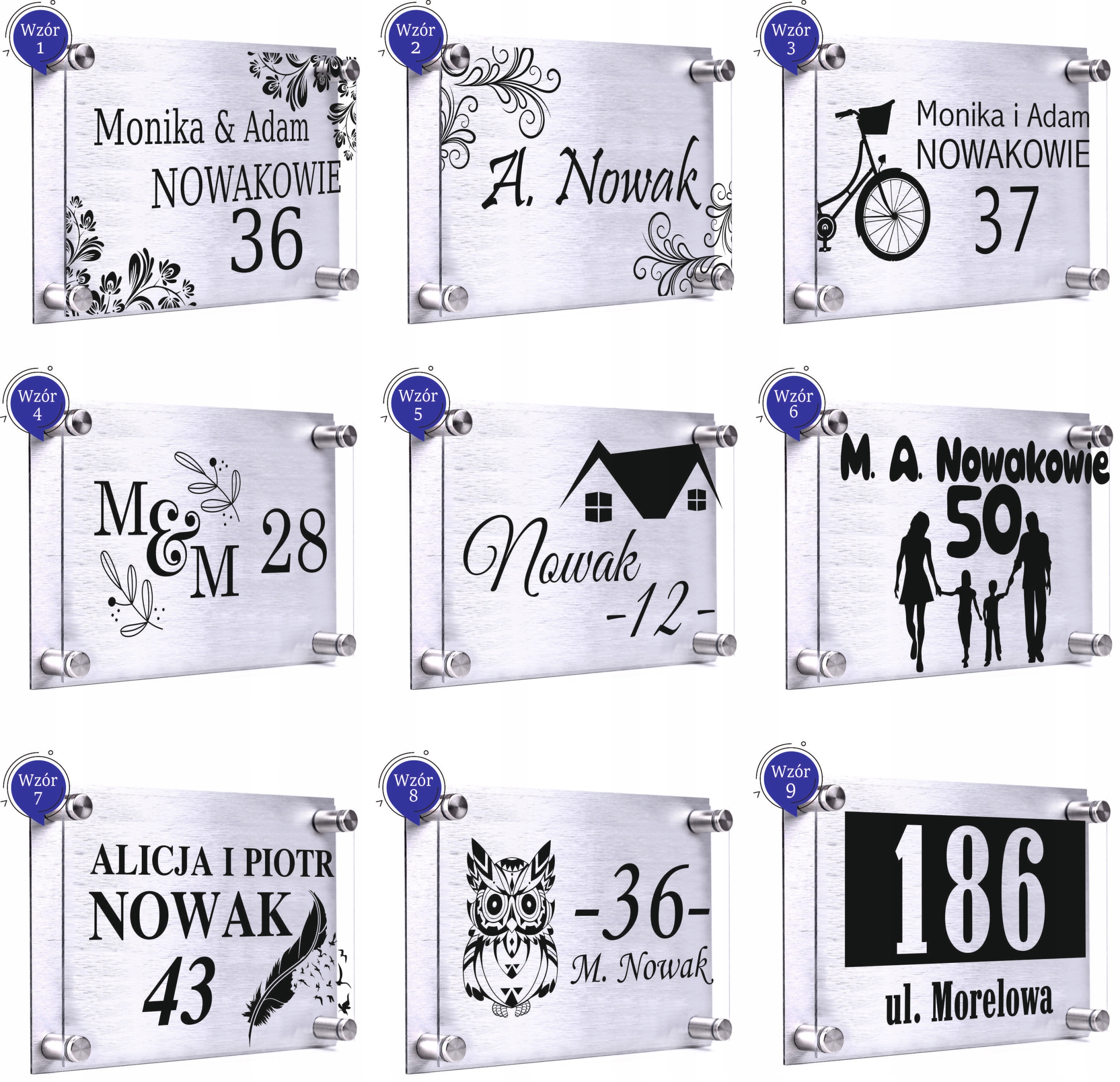 Tabliczka ADRESOWA numer domu 30x20 dibond plexi + DYSTANSE montażowe