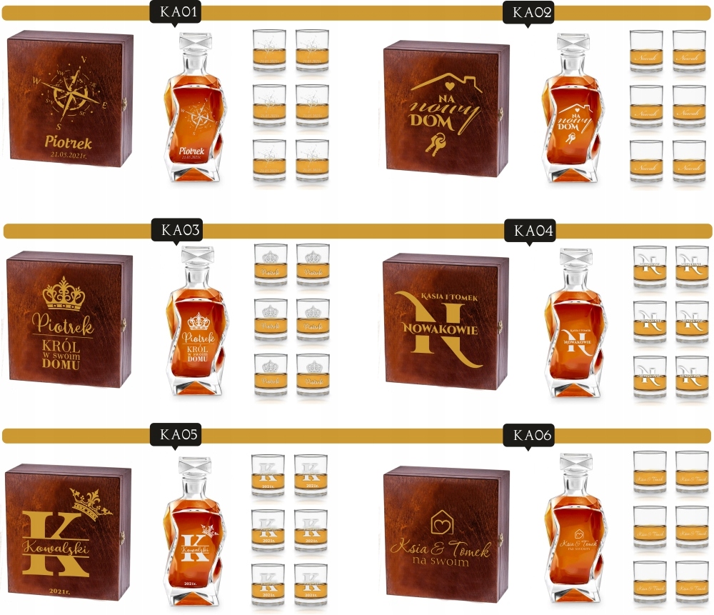 prezent SKRZYNKA KARAFKA SZKLANKI Z GRAWEREM