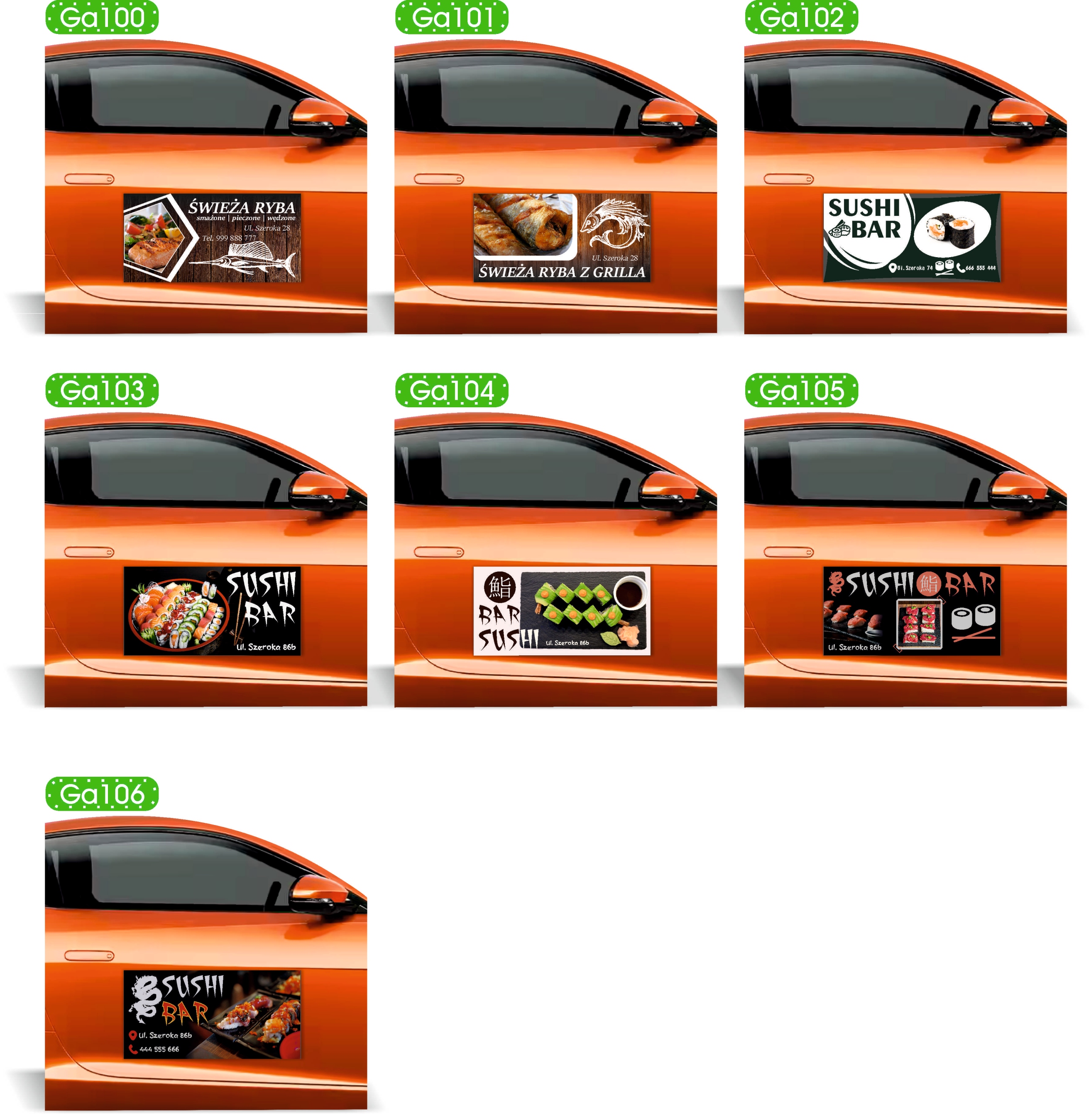 Magnes na samochód reklama magnetyczna 60x30 LODY AMERYKAŃSKIE