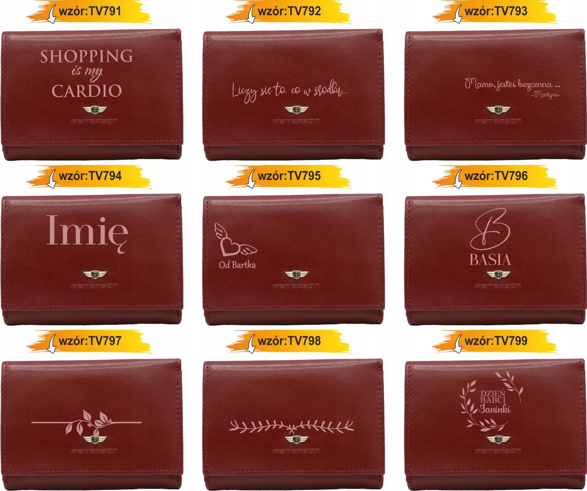 Portfel damski skórzany z GRAWEREM prezent na walentynki Z INICJAŁAMI