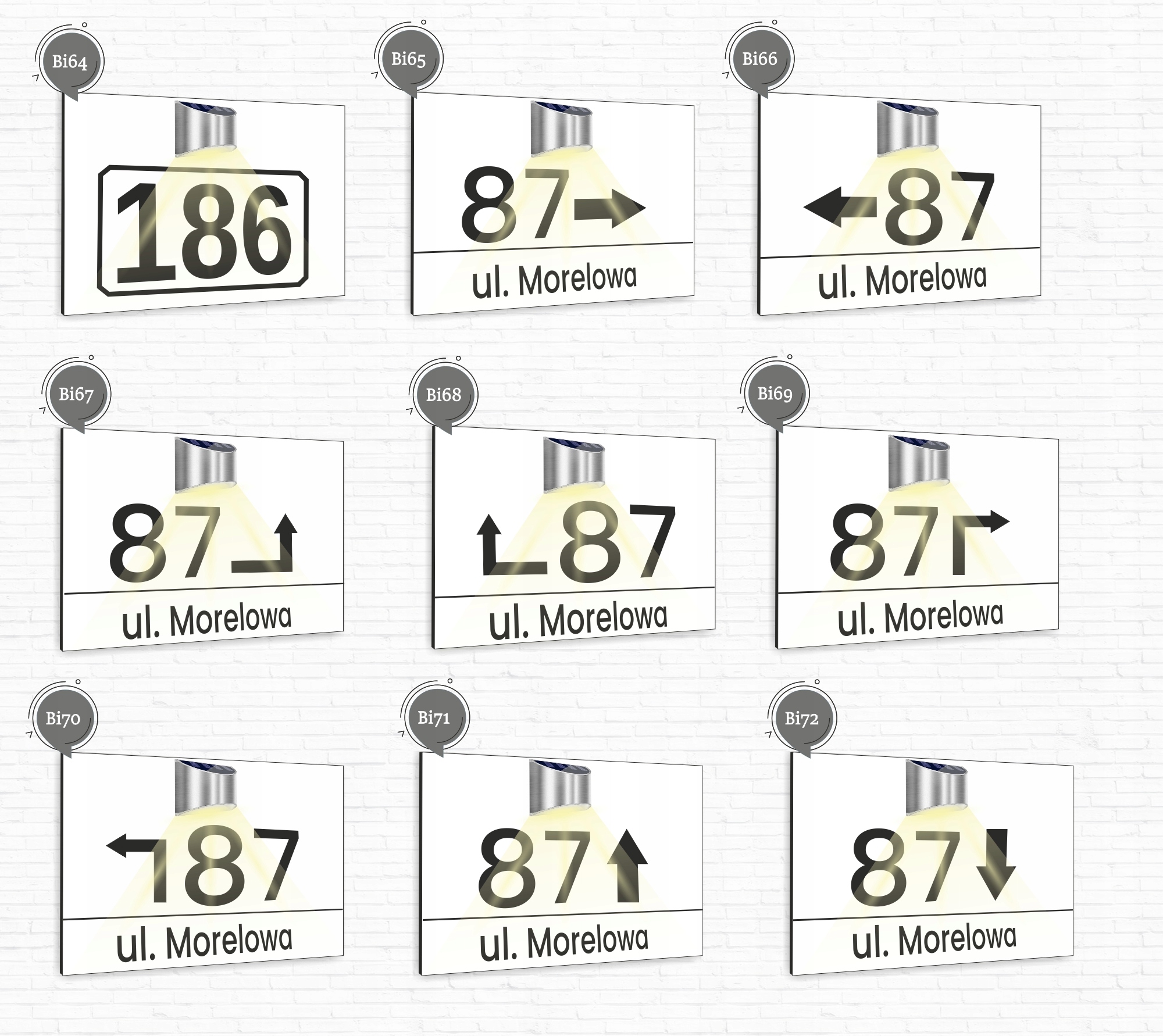 duża TABLICZKA ADRESOWA dibond biała numer posesji 40x30 lampka led