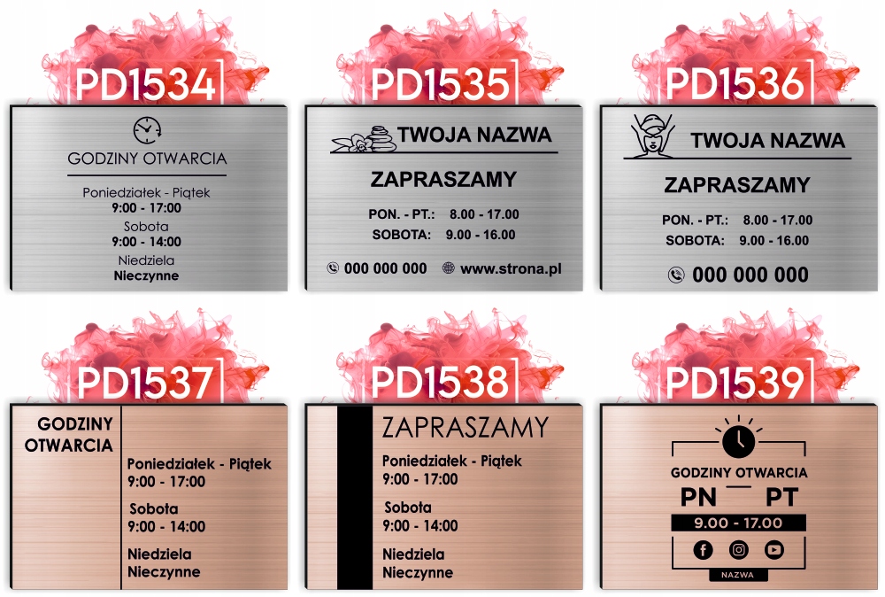 nadruk uv Elegancka TABLICZKA 40x30 cm godziny otwarcia firmy sklepu