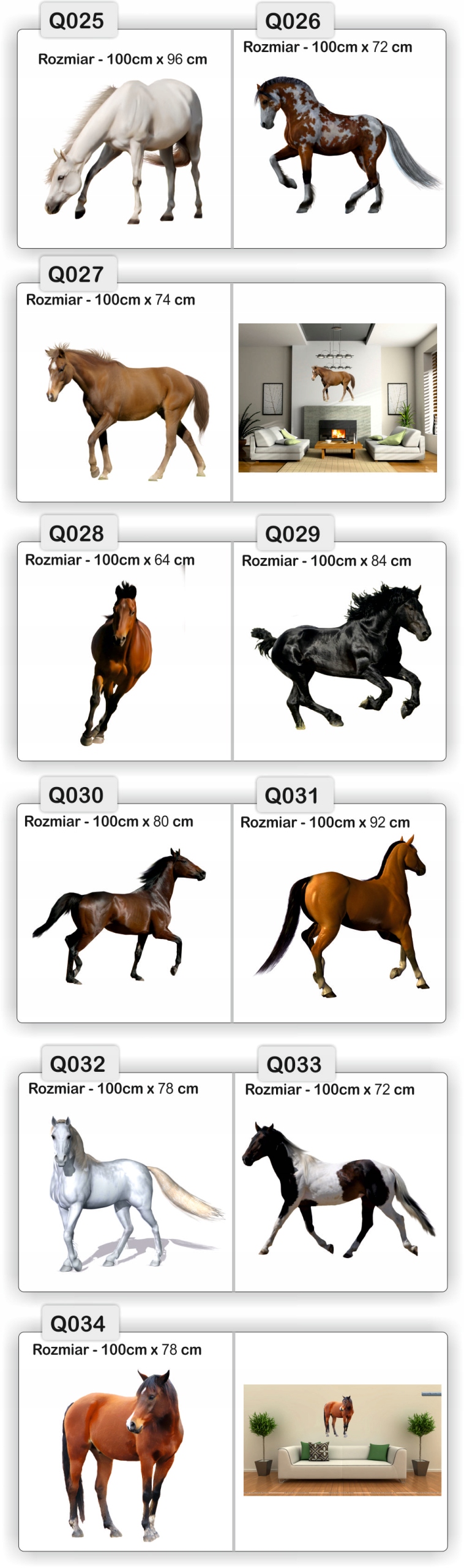 NAKLEJKA naklejki zwierzęta 120 cm koń psy koty
