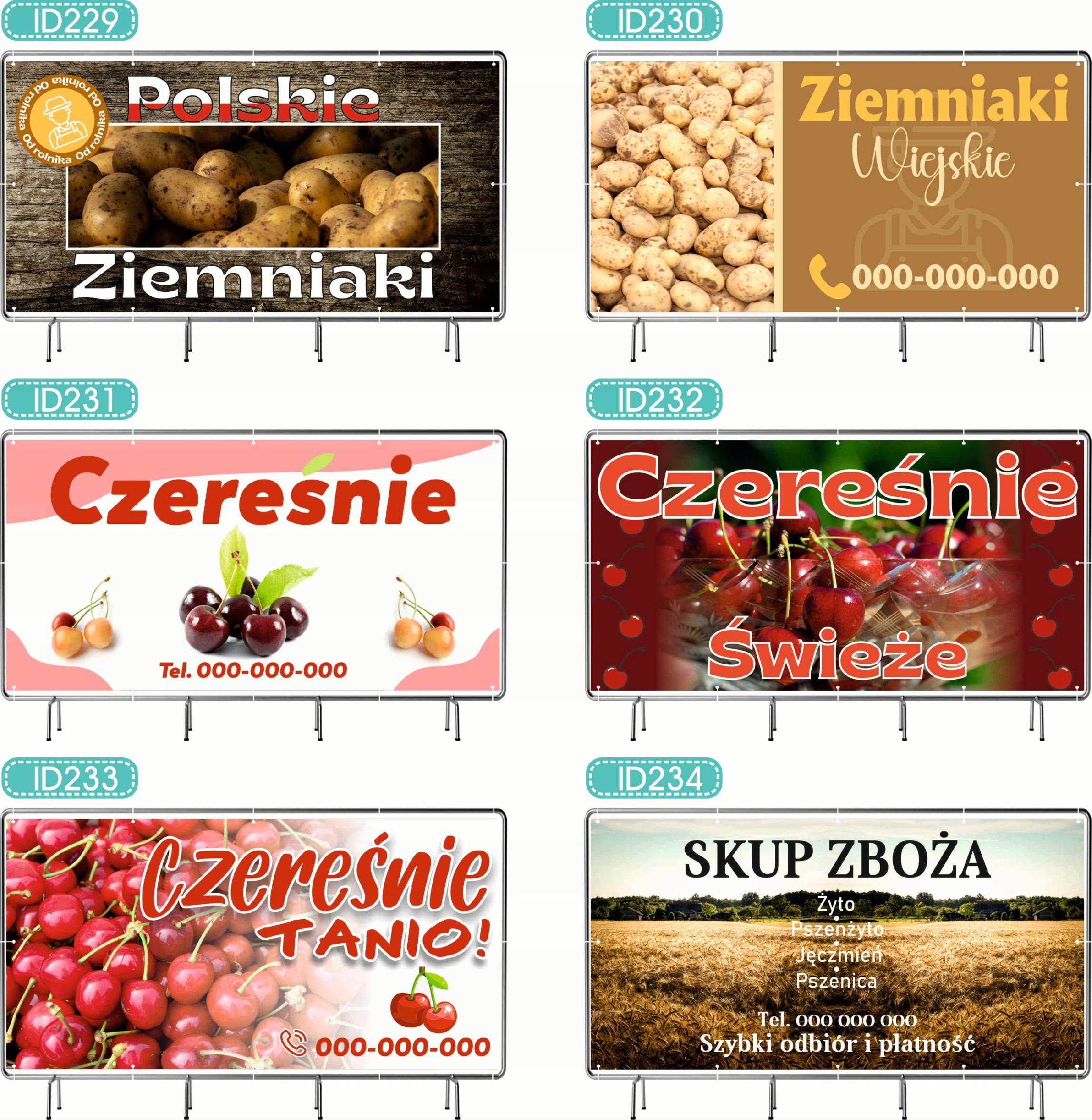 BANER REKLAMOWY 300x150 cm różne wzory projekt w cenie SPRZEDAŻ ZIEMNIAKI