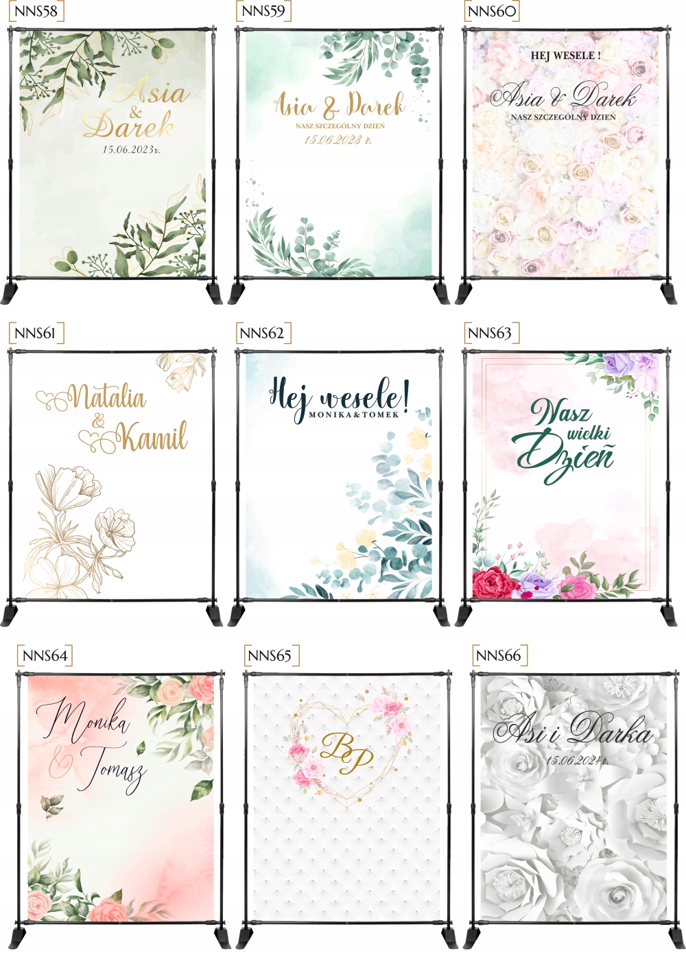 ŚCIANKA DO ZDJĘĆ TŁO pastele z imieniem SKRZYDŁA