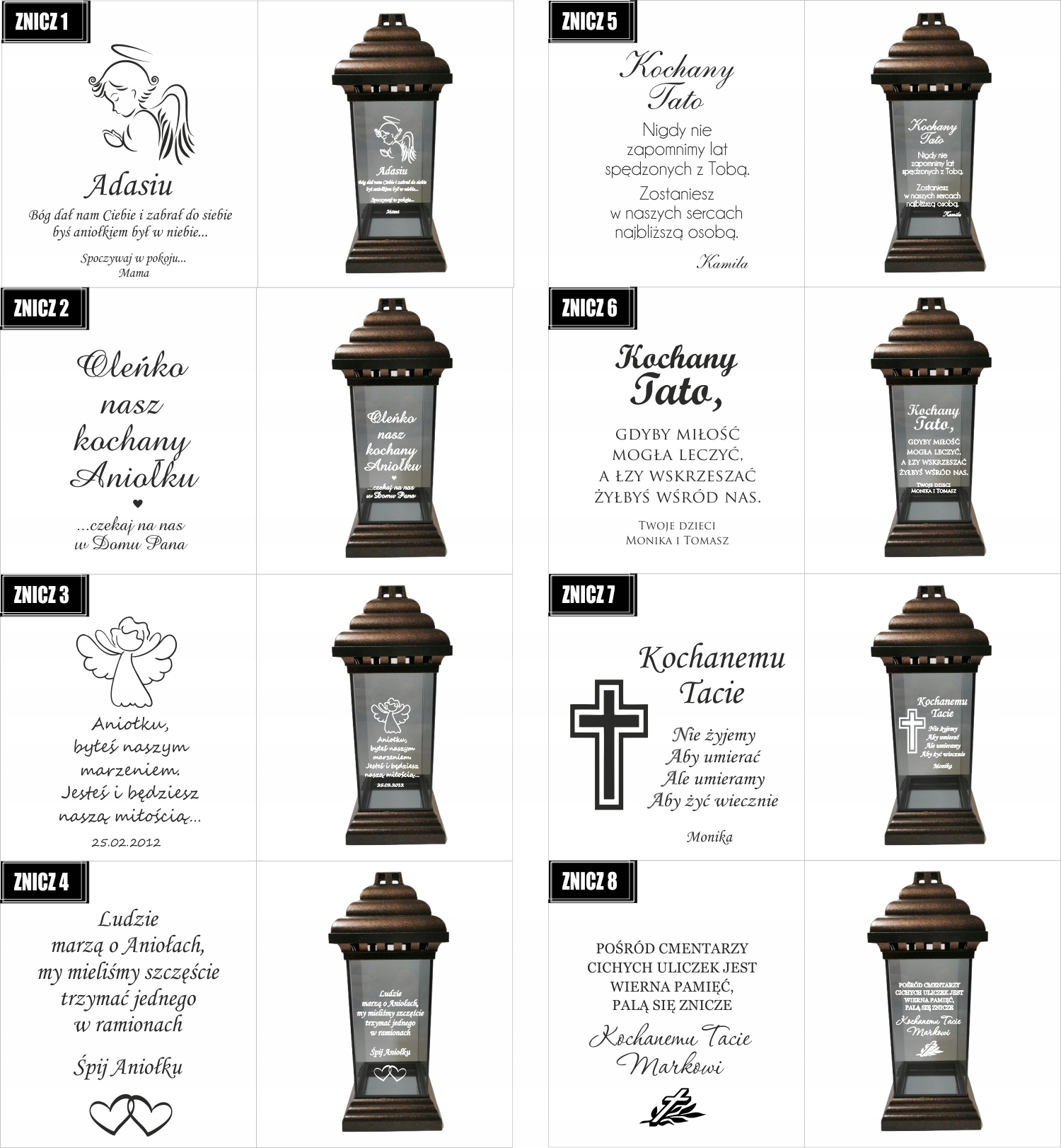 ZNICZ LAMPION dedykacja GRAWEREM rocznica śmierci