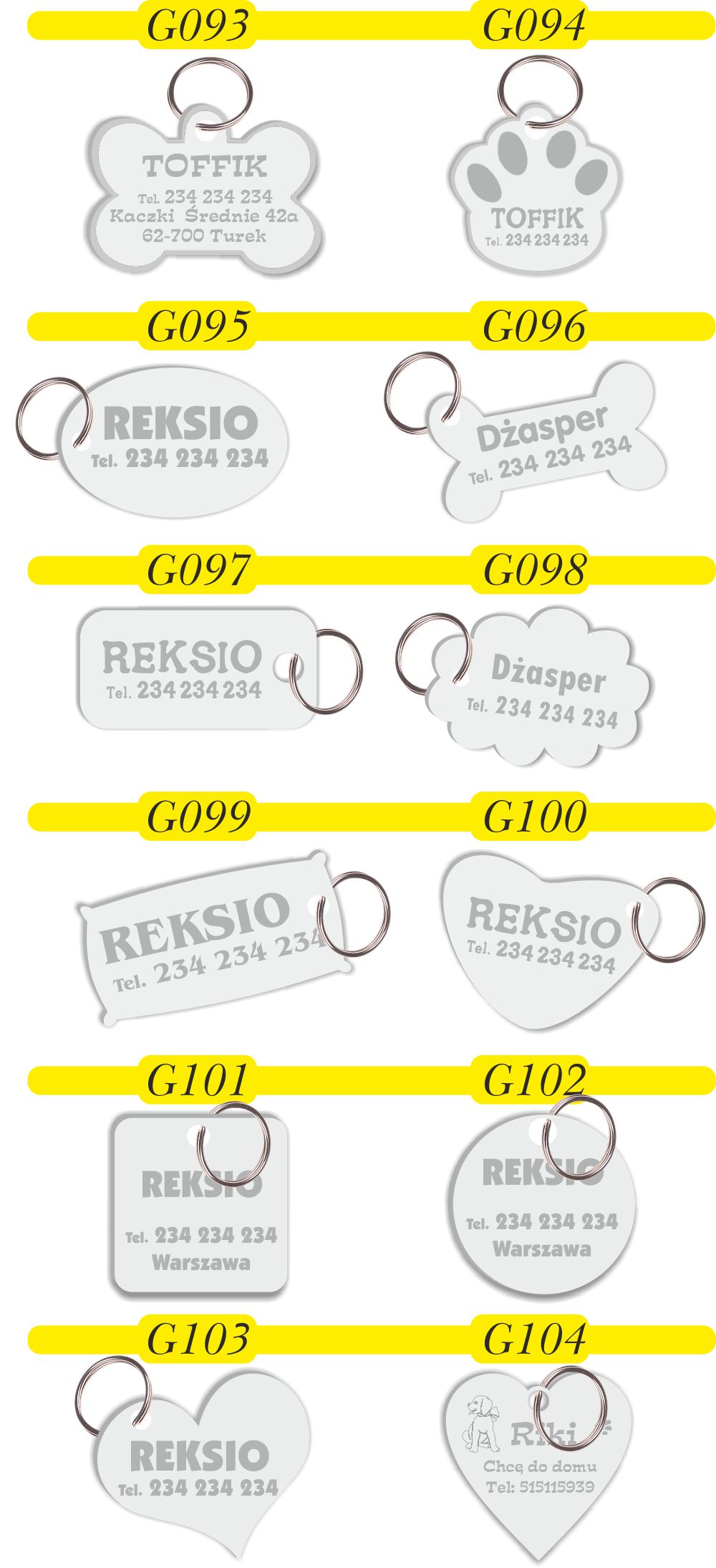 Adresówka Identyfikator grawerowany dla Psa Kota