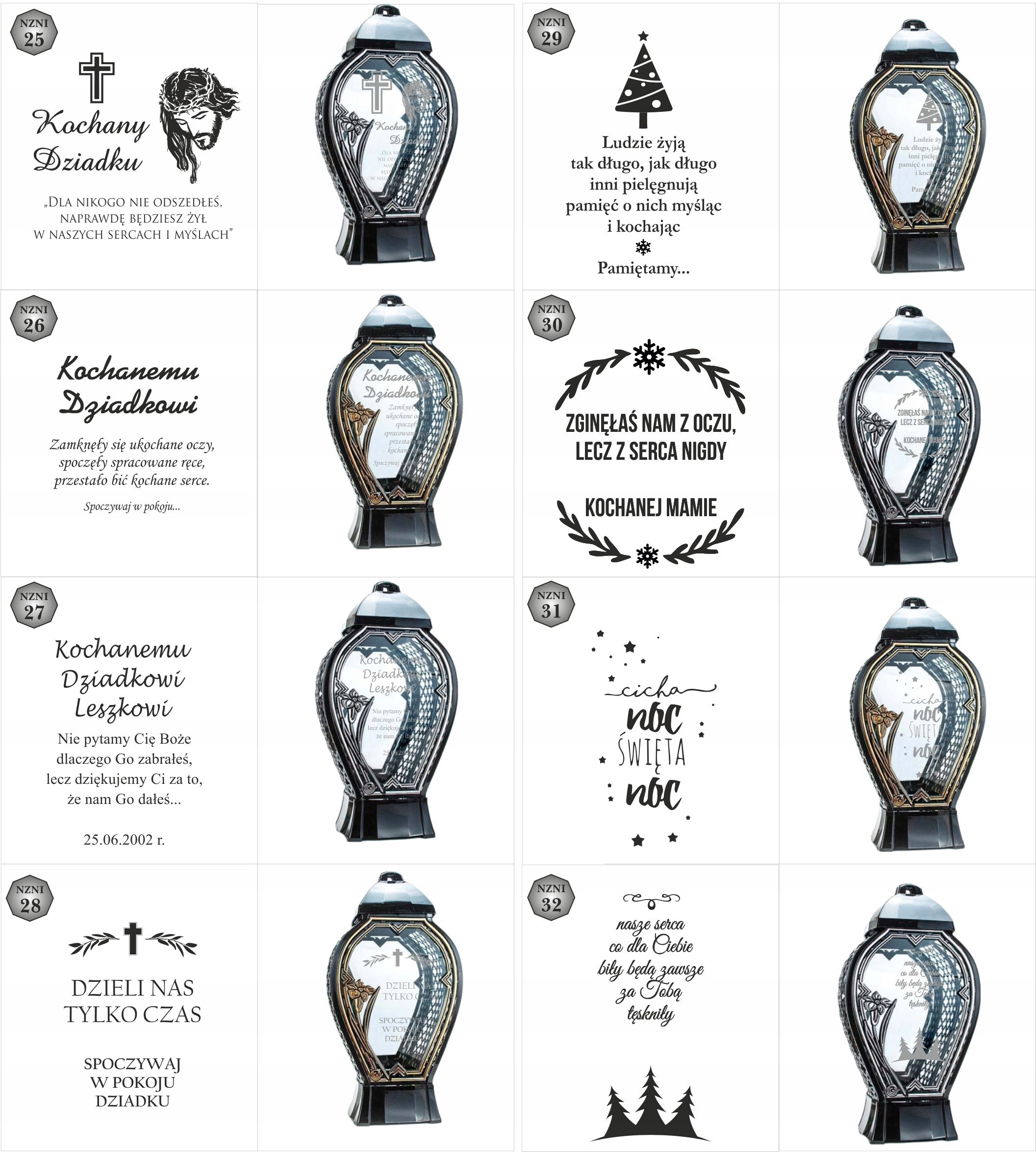 Latarenka nagrobna z imieniem i datą nowoczesny znicz wszystkich świętych